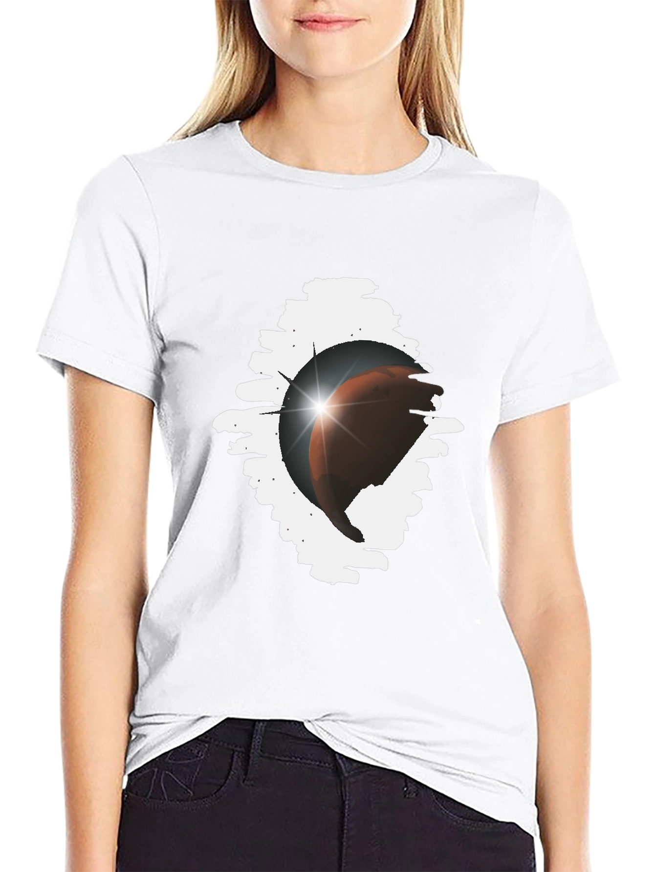 Astronaut Mars T-Shirt Black Cotton Tee