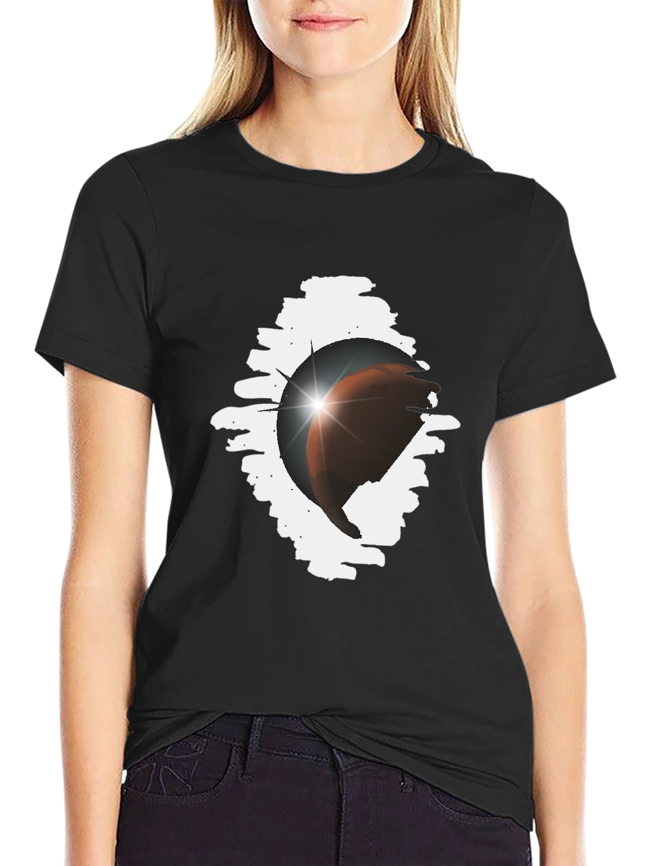 Astronaut Mars T-Shirt Black Cotton Tee