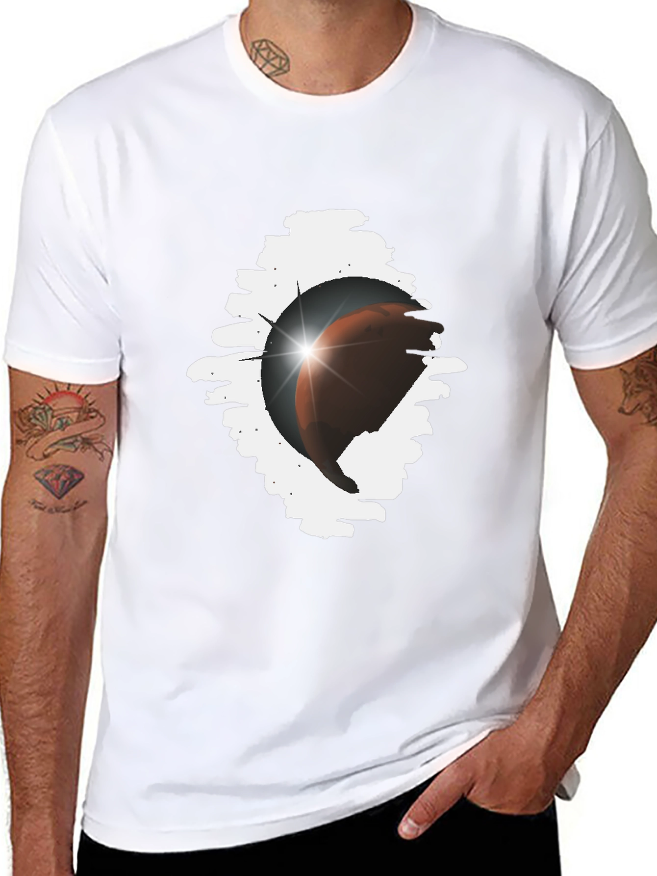 Astronaut Mars T-Shirt Black Cotton Tee
