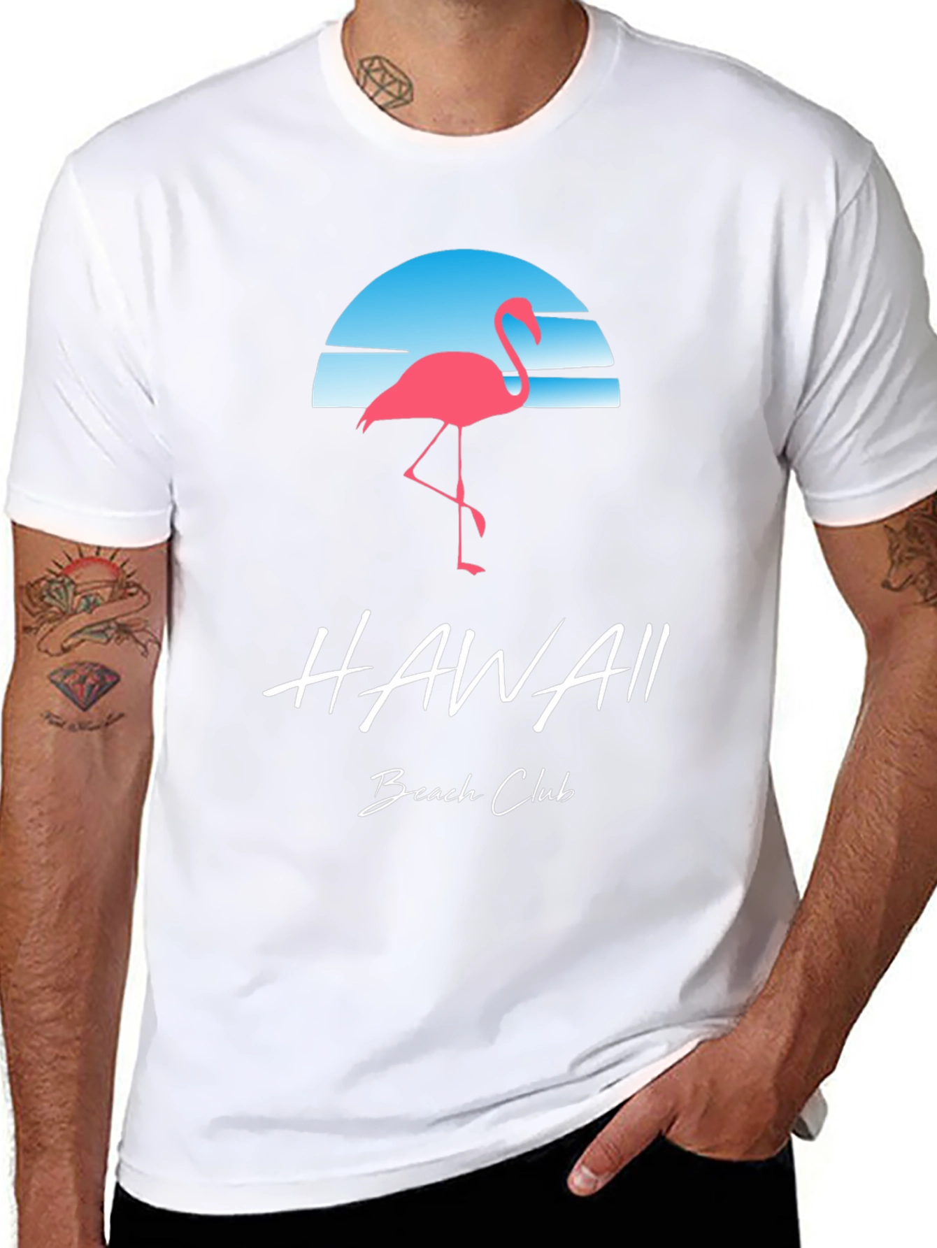 Hawaii Beach Club Flamingo Graphic T-Shirt