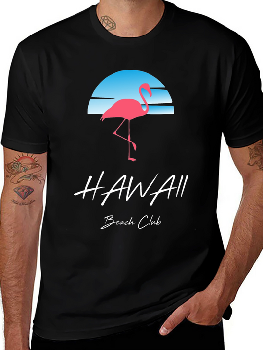 Hawaii Beach Club Flamingo Graphic T-Shirt