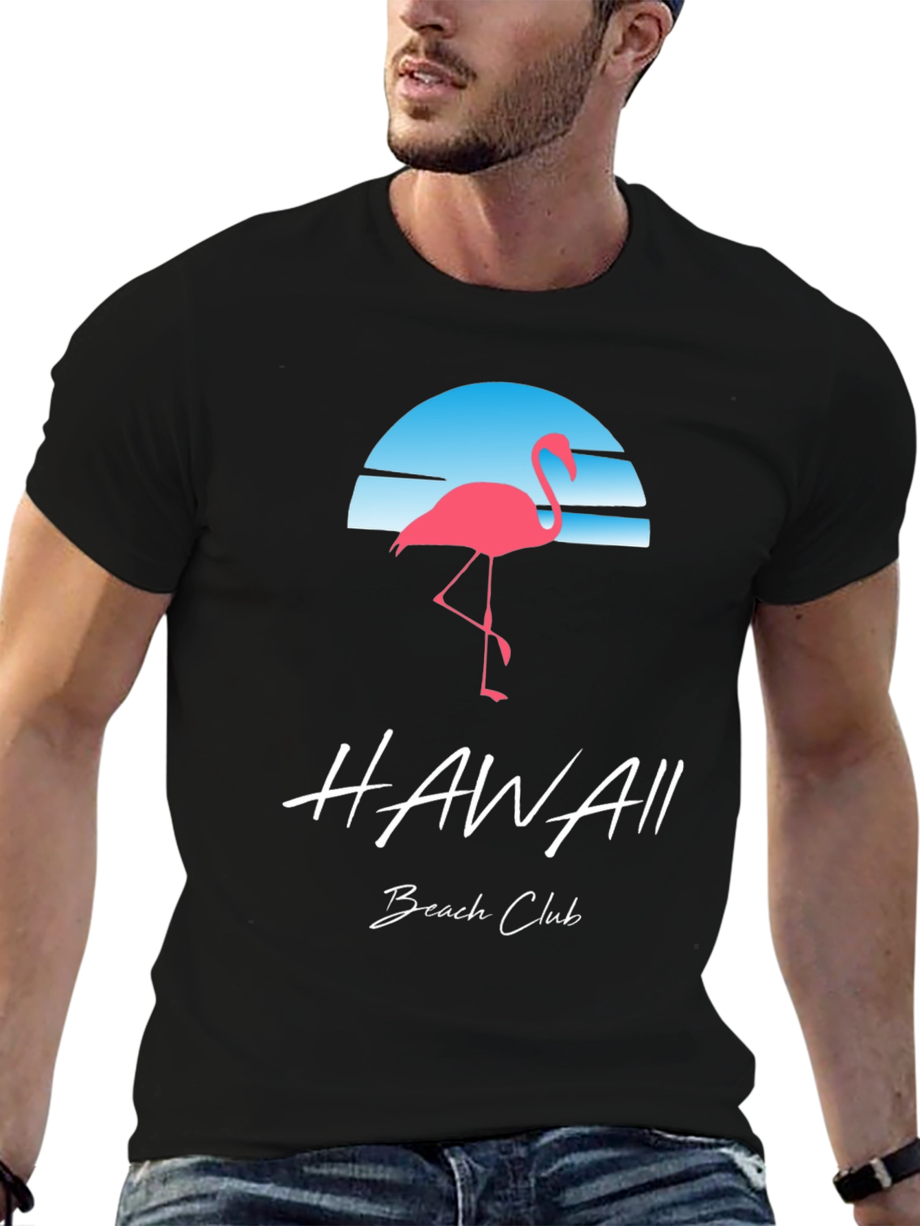 Hawaii Beach Club Flamingo Graphic T-Shirt