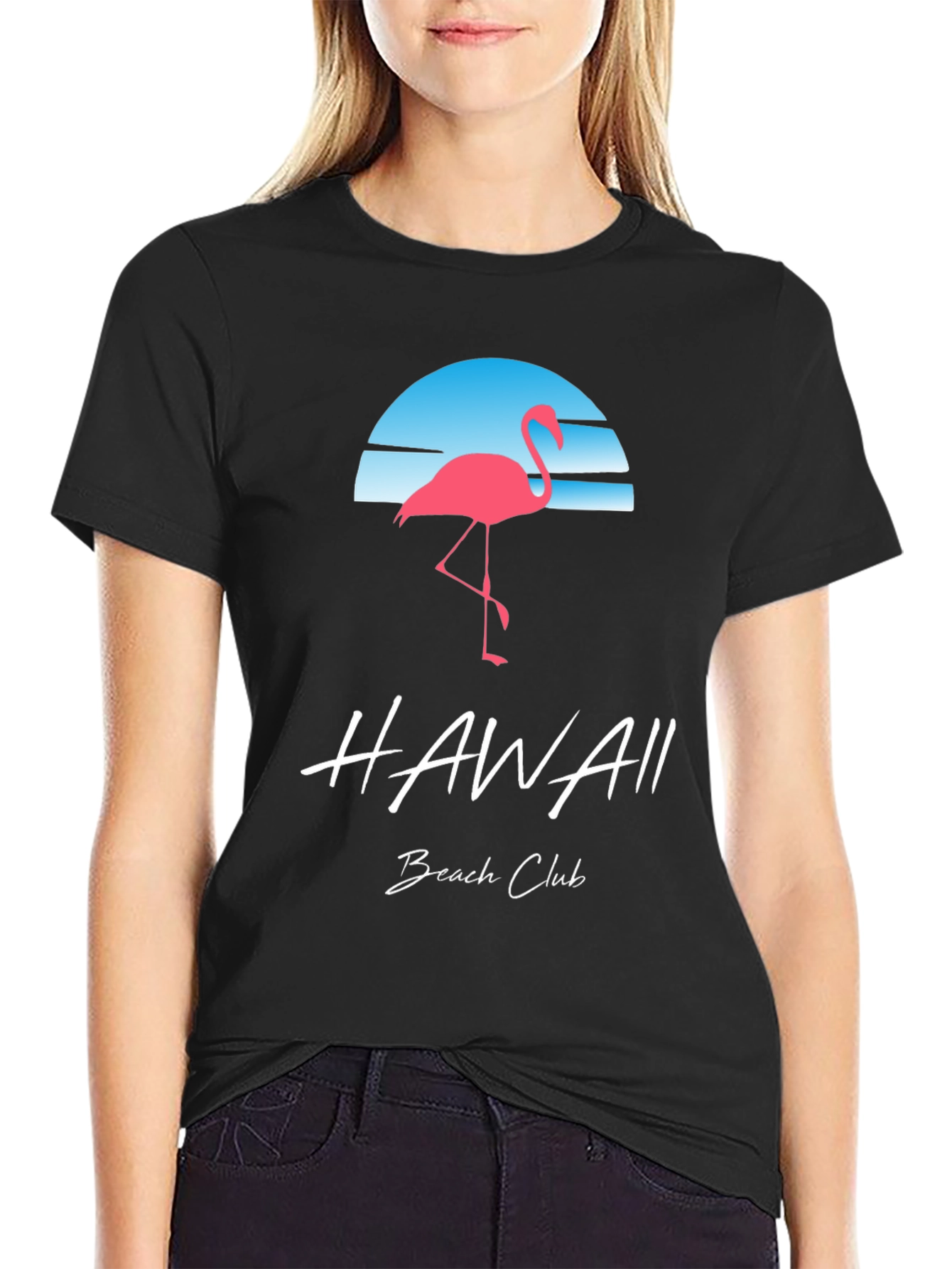 Hawaii Beach Club Flamingo Graphic T-Shirt