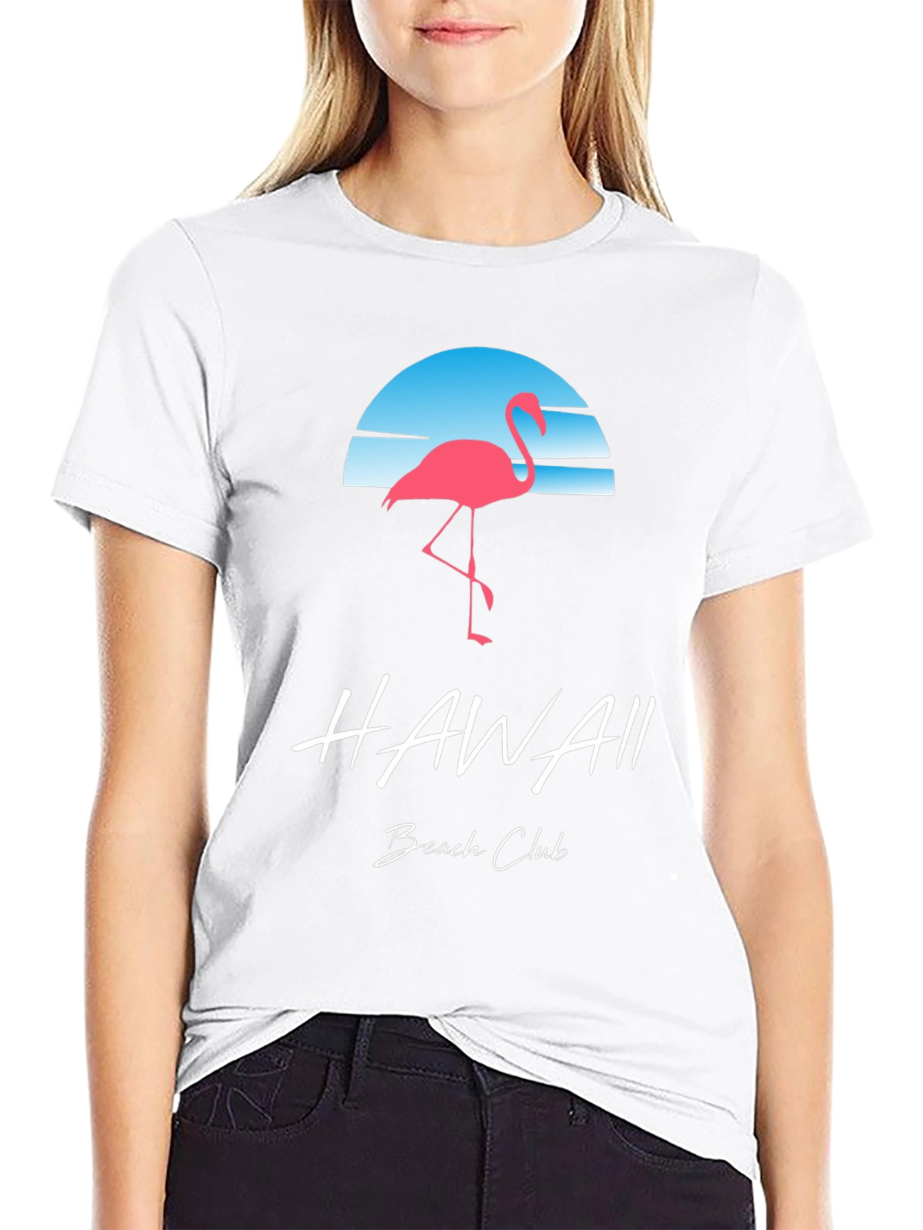 Hawaii Beach Club Flamingo Graphic T-Shirt