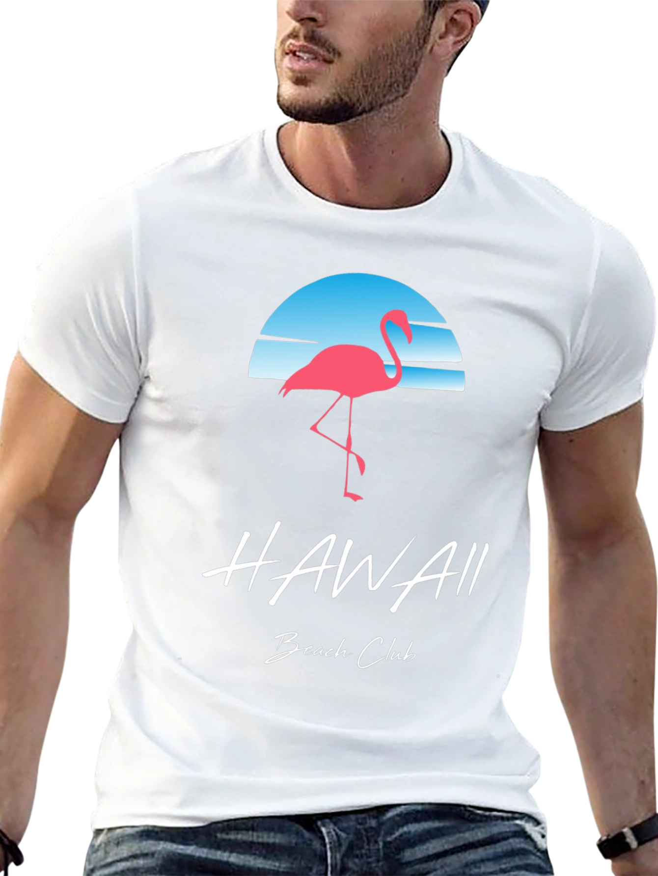 Hawaii Beach Club Flamingo Graphic T-Shirt