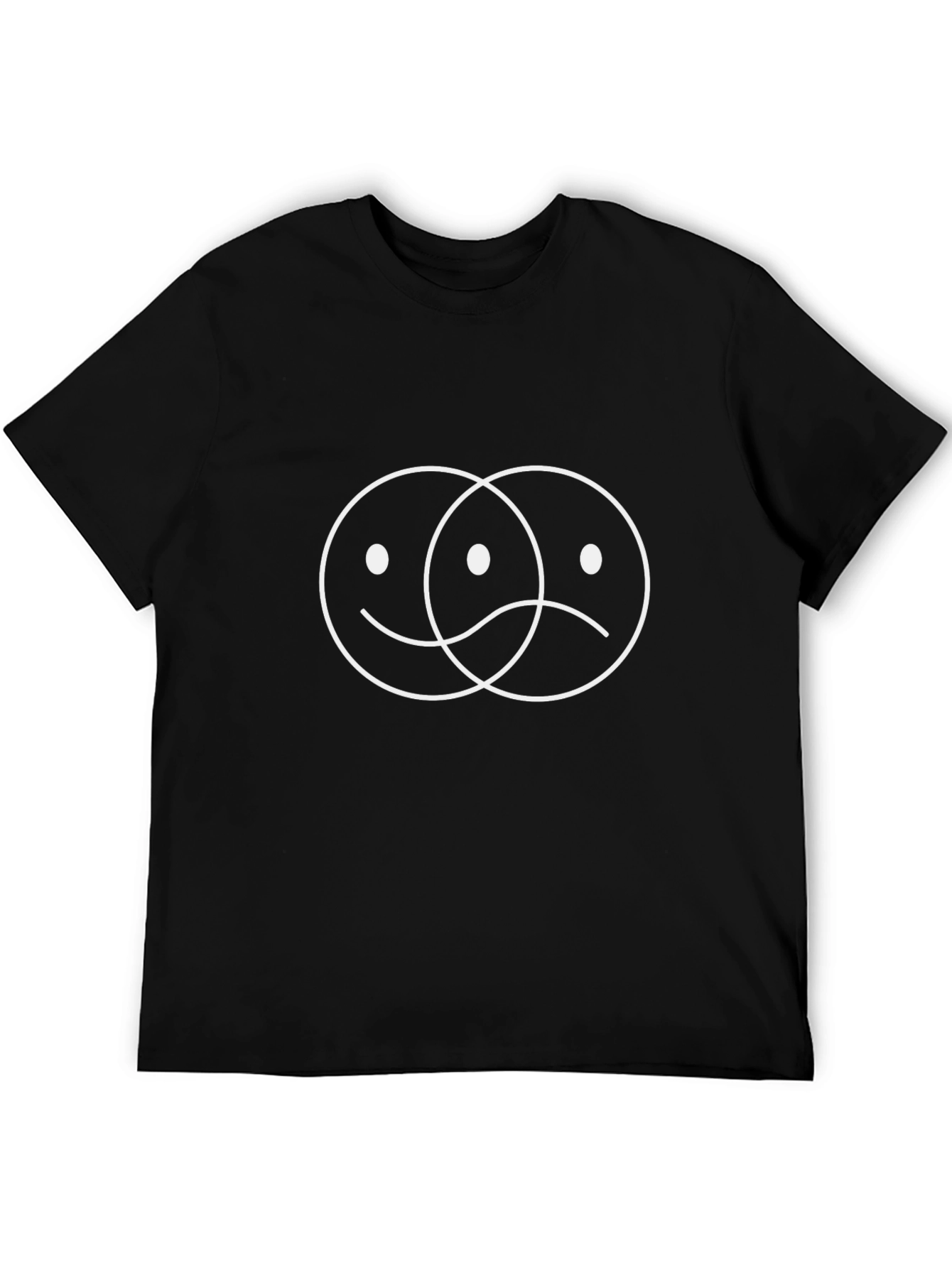 Yin Yang Smiley Face Graphic Tee - Black