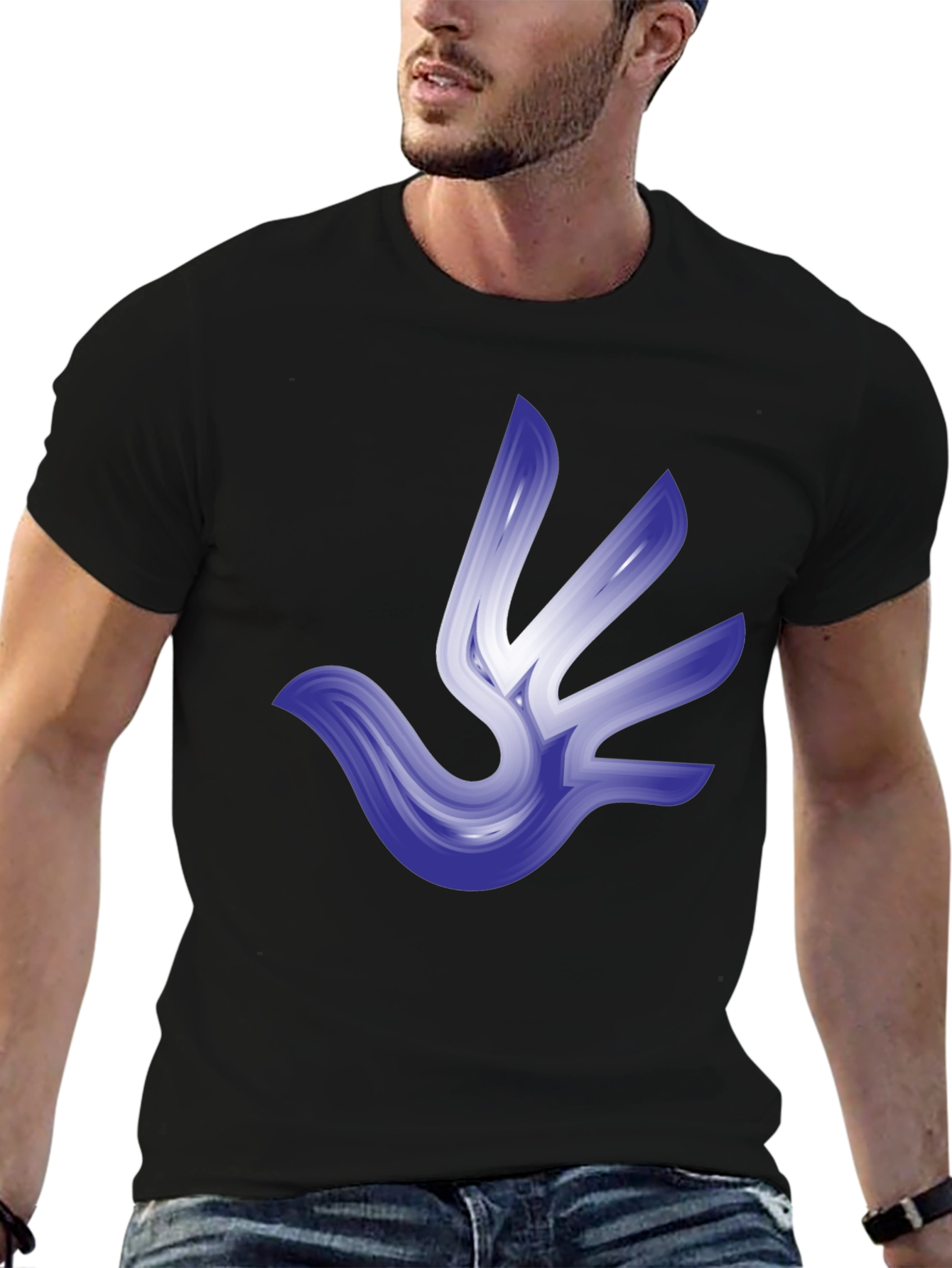 Abstract Bird Graphic T-Shirt - Stylish Black Tee