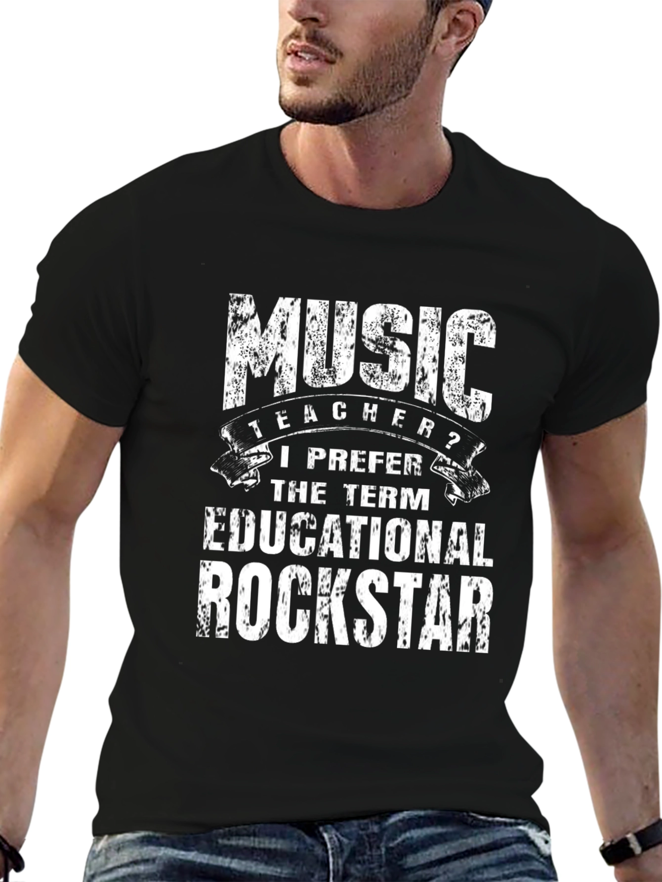 Music Teacher Rockstar Black T-Shirt