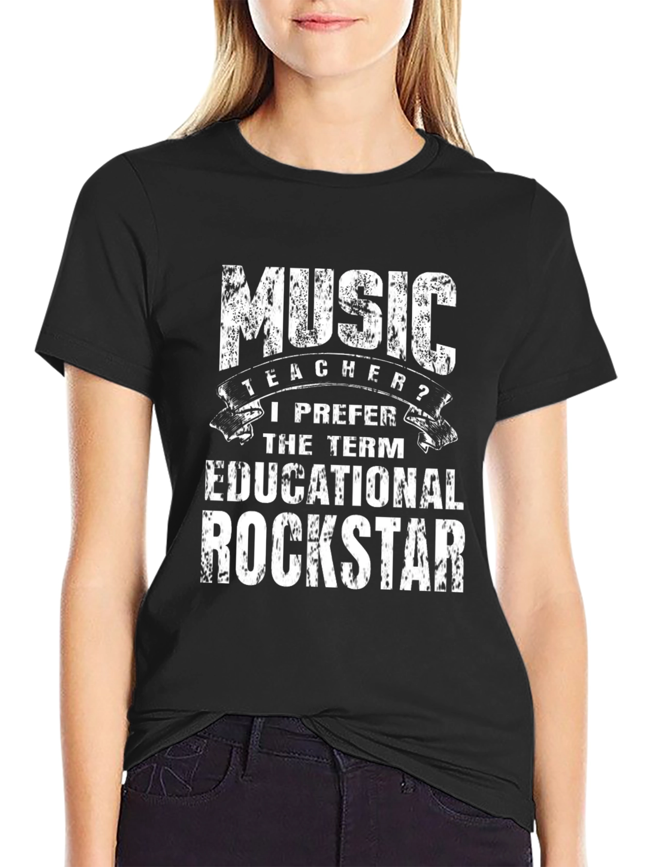 Music Teacher Rockstar Black T-Shirt