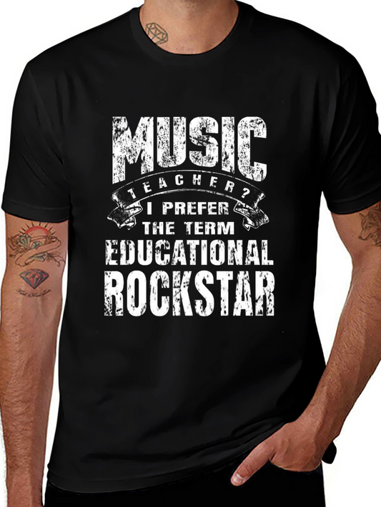 Music Teacher Rockstar Black T-Shirt