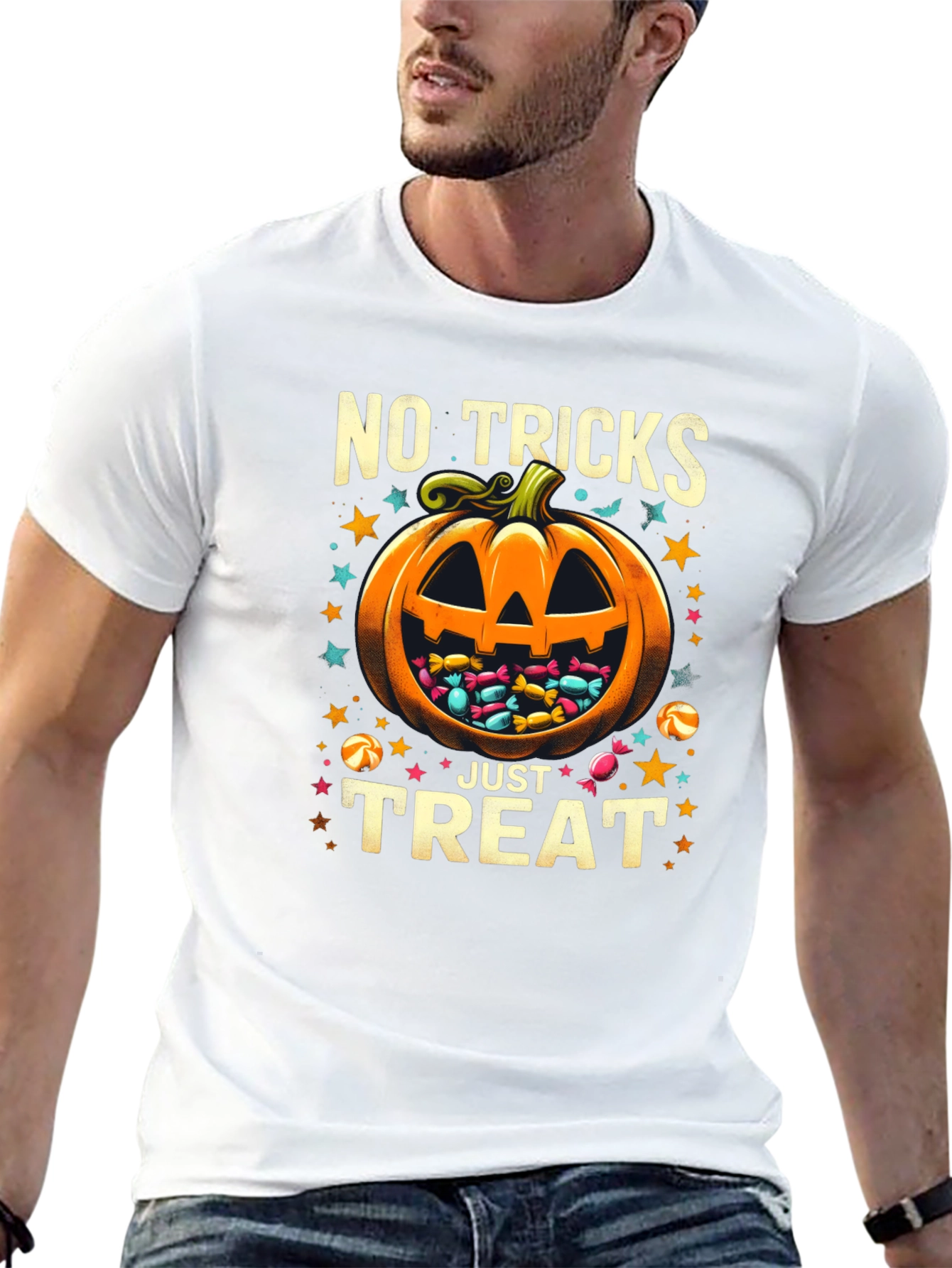 Halloween No Tricks Just Treat Pumpkin T-Shirt