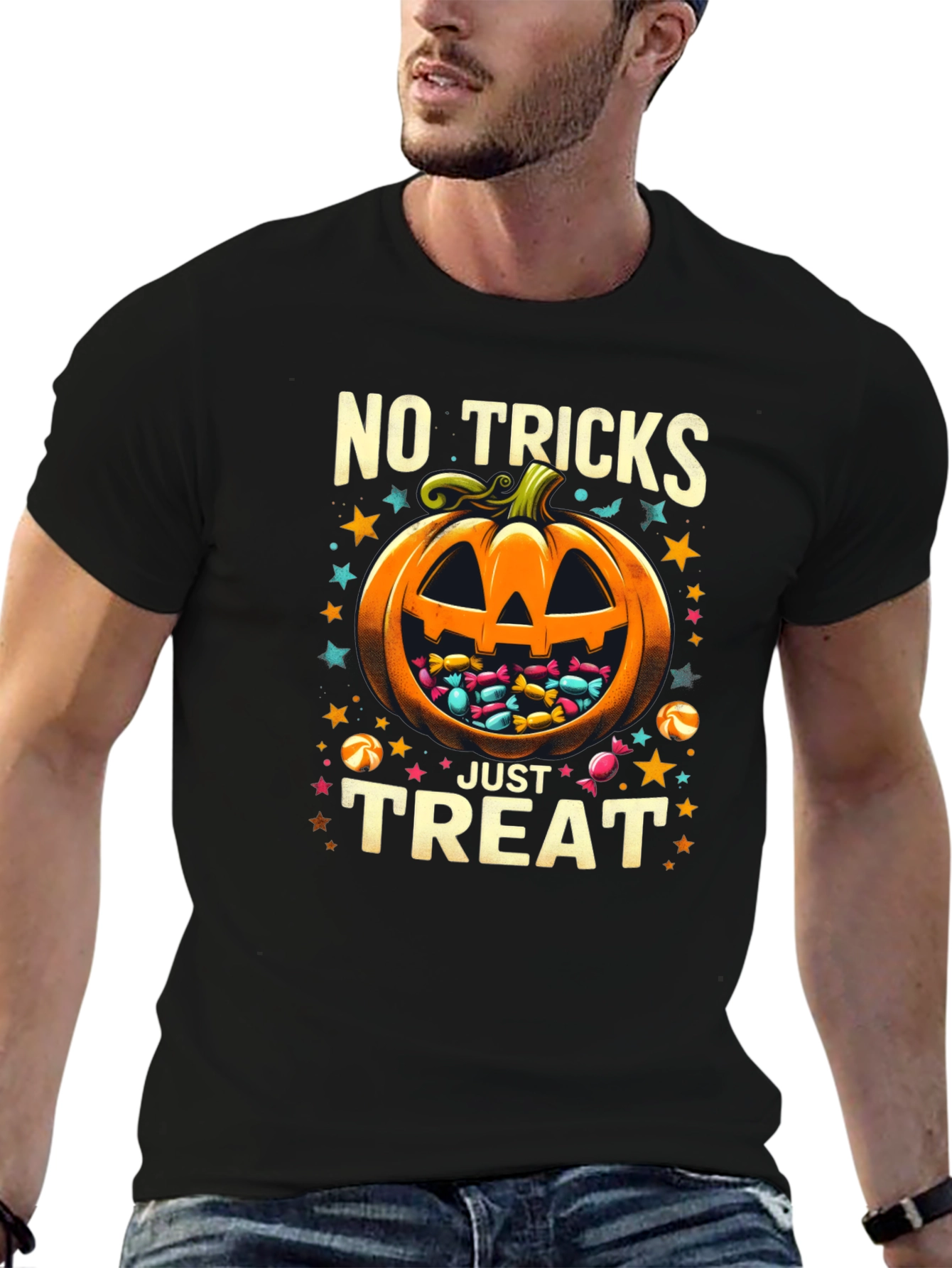Halloween No Tricks Just Treat Pumpkin T-Shirt