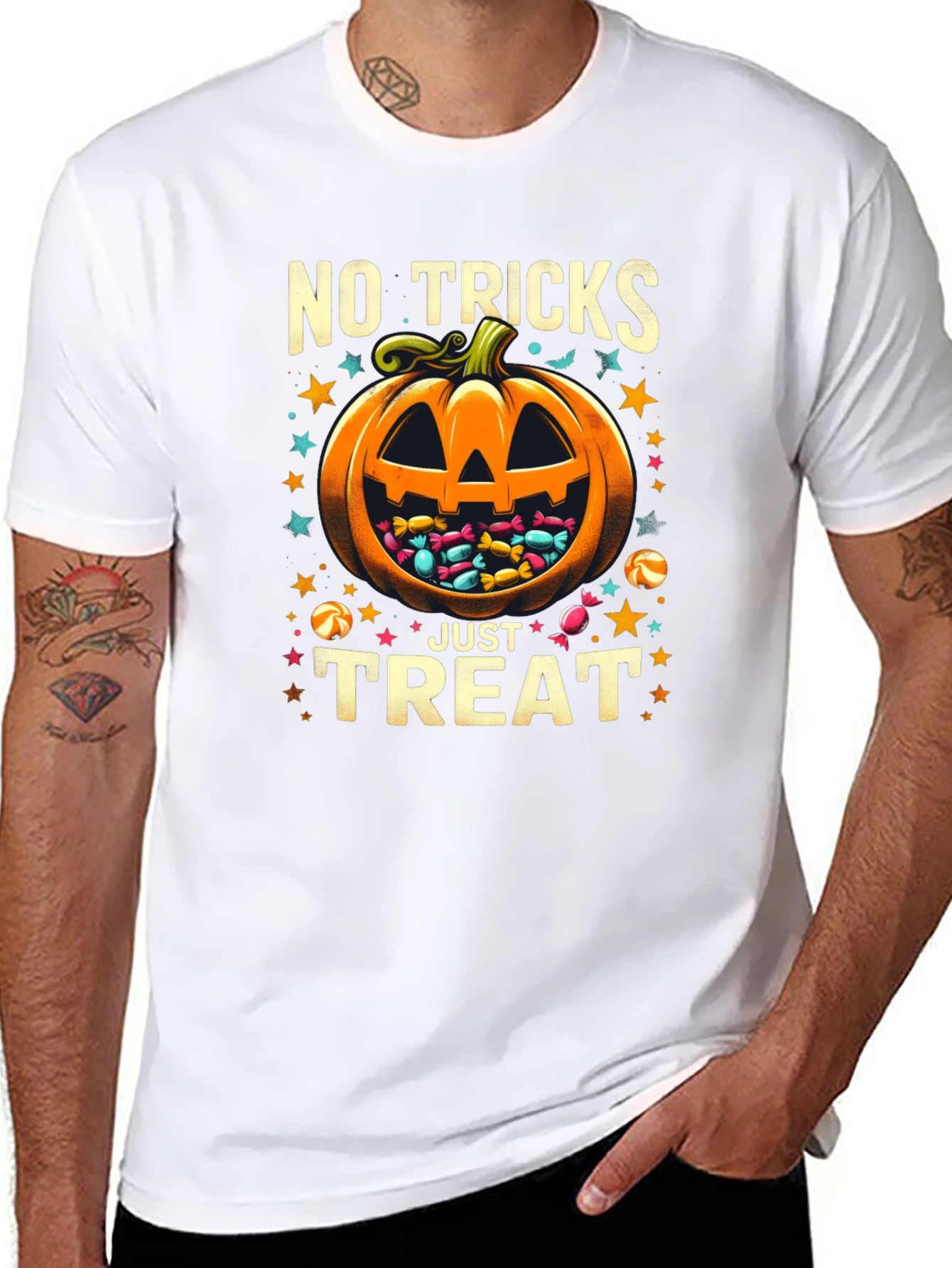 Halloween No Tricks Just Treat Pumpkin T-Shirt