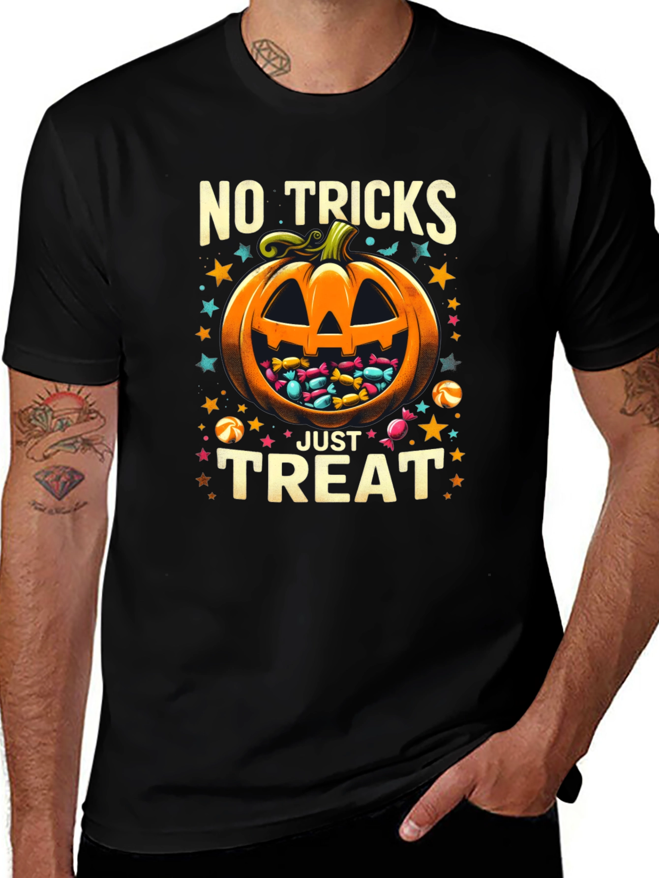 Halloween No Tricks Just Treat Pumpkin T-Shirt