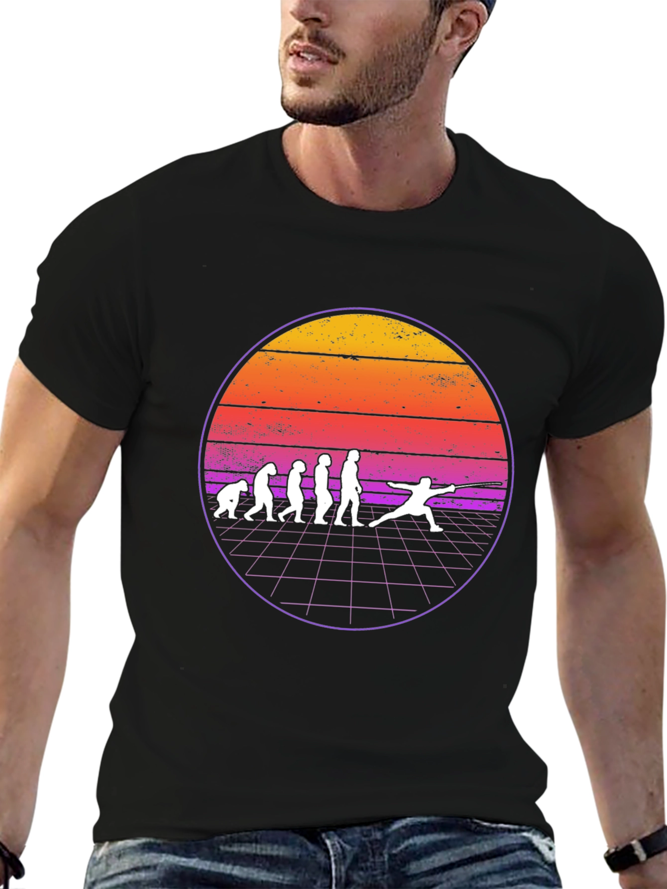 Fencing Evolution Graphic T-Shirt - Retro Style