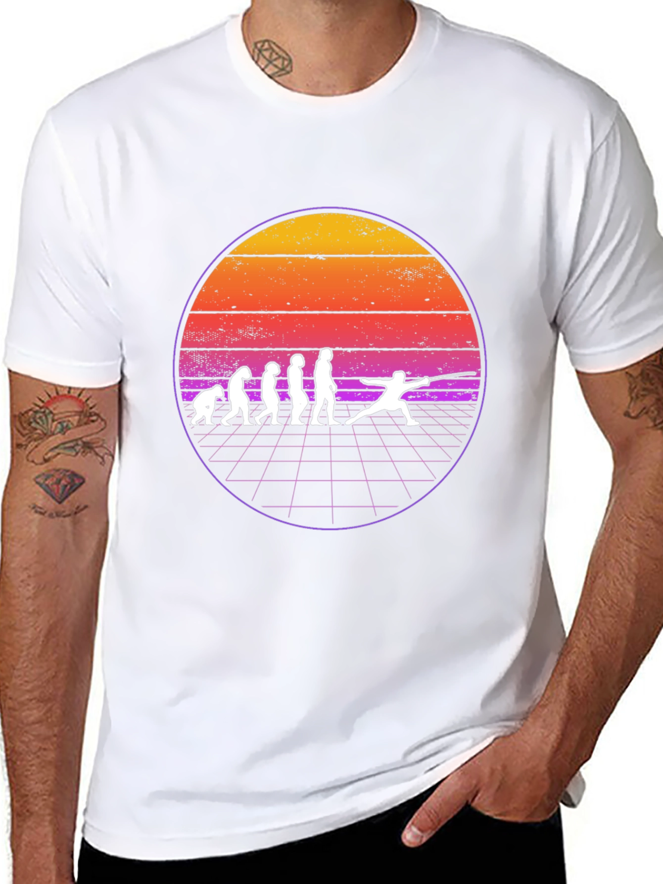 Fencing Evolution Graphic T-Shirt - Retro Style