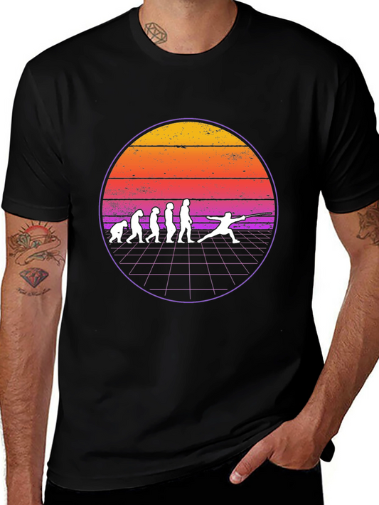 Fencing Evolution Graphic T-Shirt - Retro Style