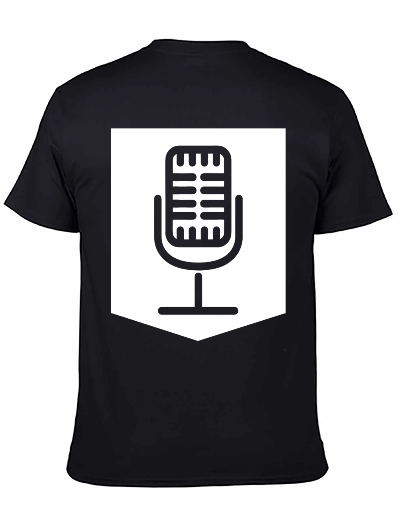 Retro Microphone Graphic T-Shirt - Black