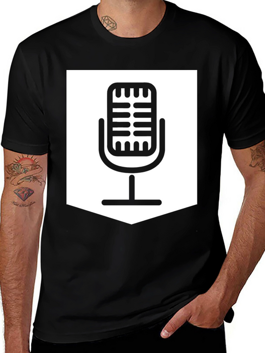 Retro Microphone Graphic T-Shirt - Black