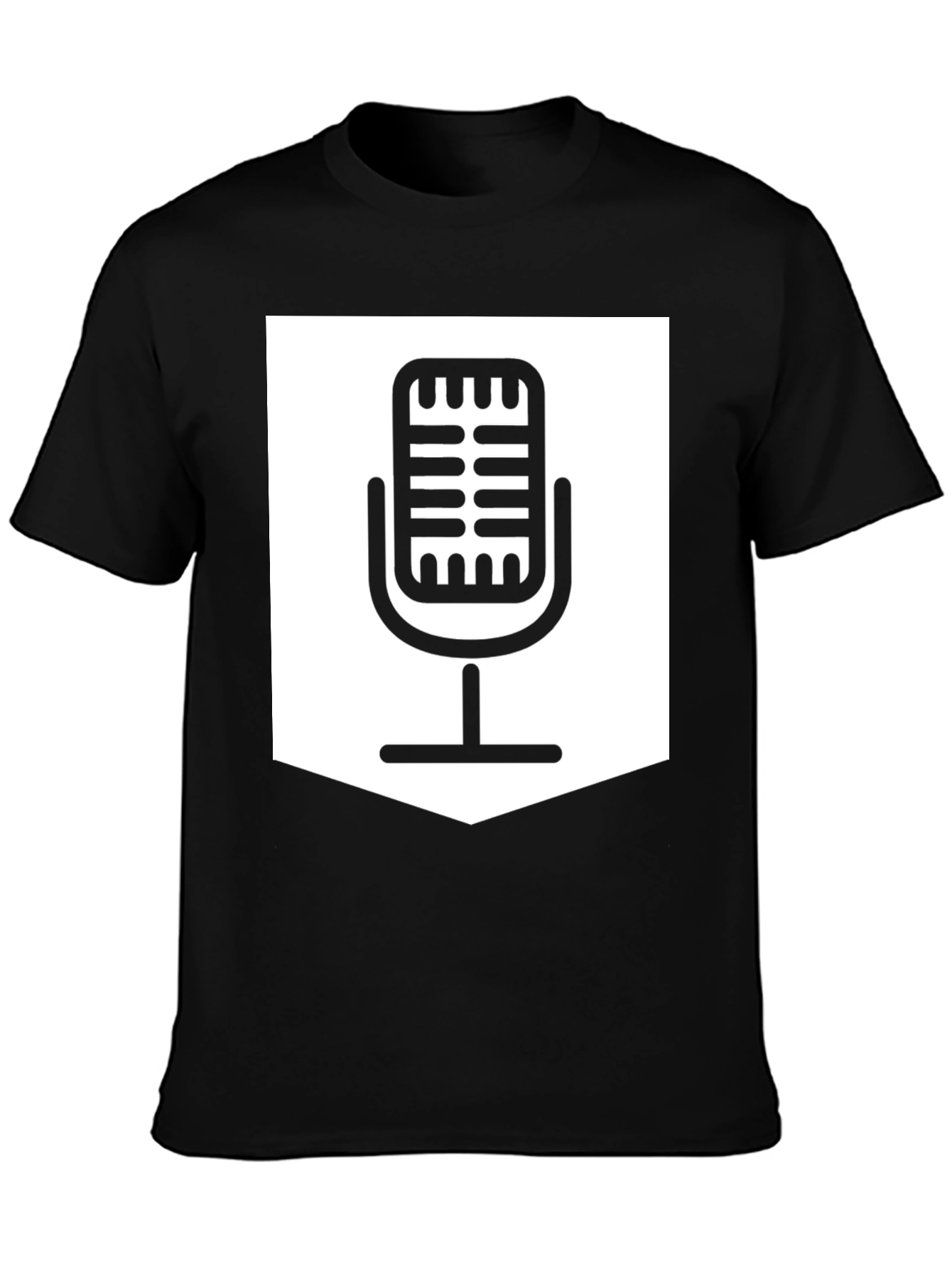 Retro Microphone Graphic T-Shirt - Black