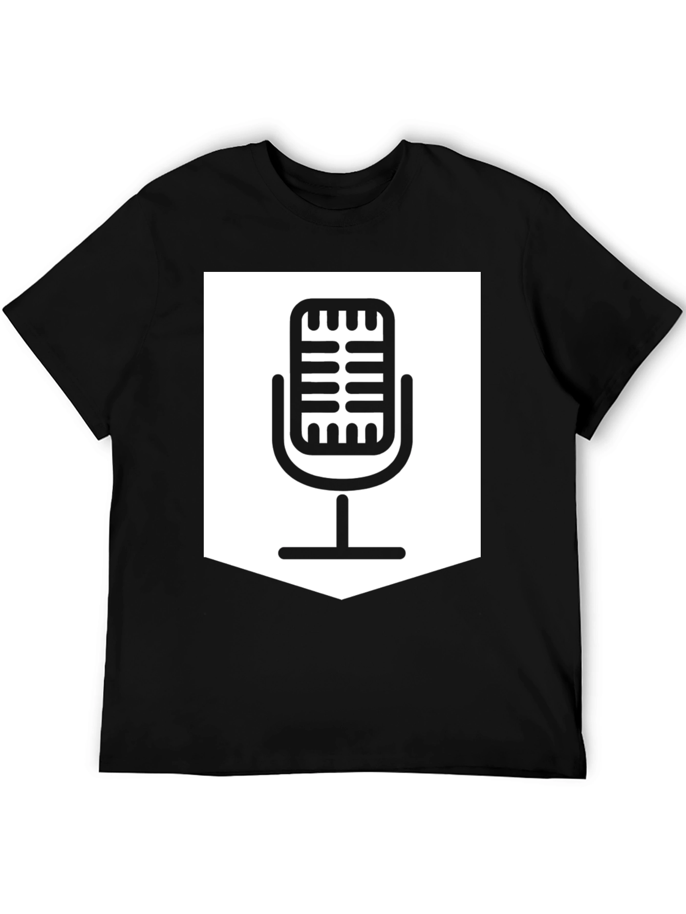 Retro Microphone Graphic T-Shirt - Black