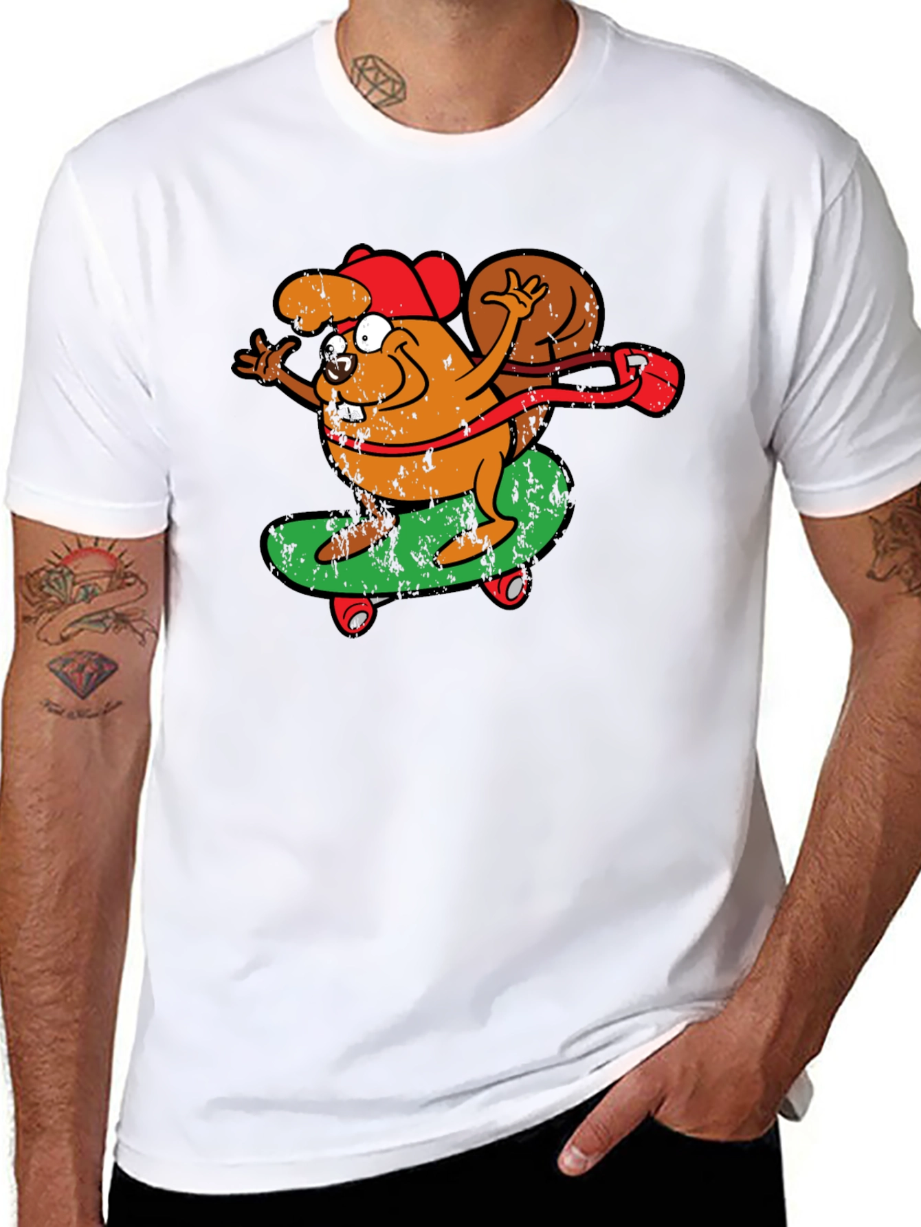 Skateboarding Squirrel Graphic Tee - Cool & Fun!