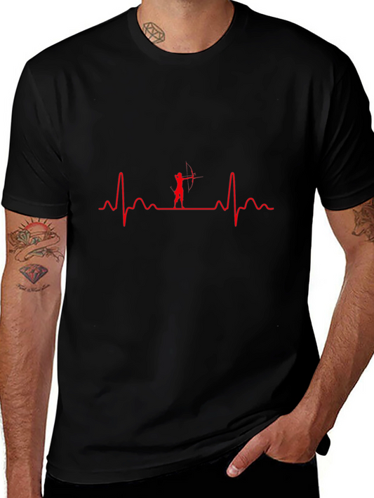 Archery Heartbeat T-Shirt - Black Cotton Graphic Tee