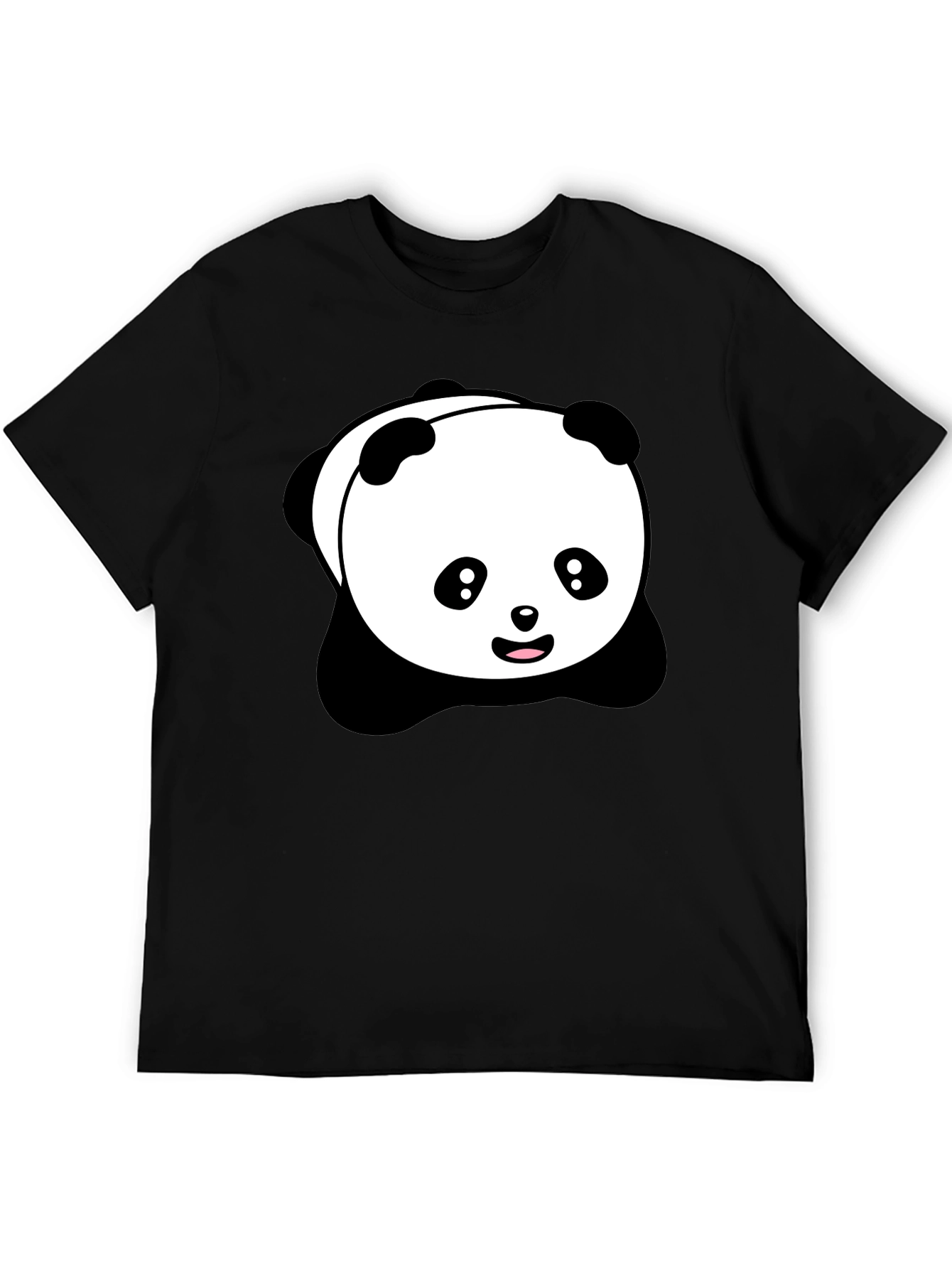 Cute Panda Graphic Black T-Shirt