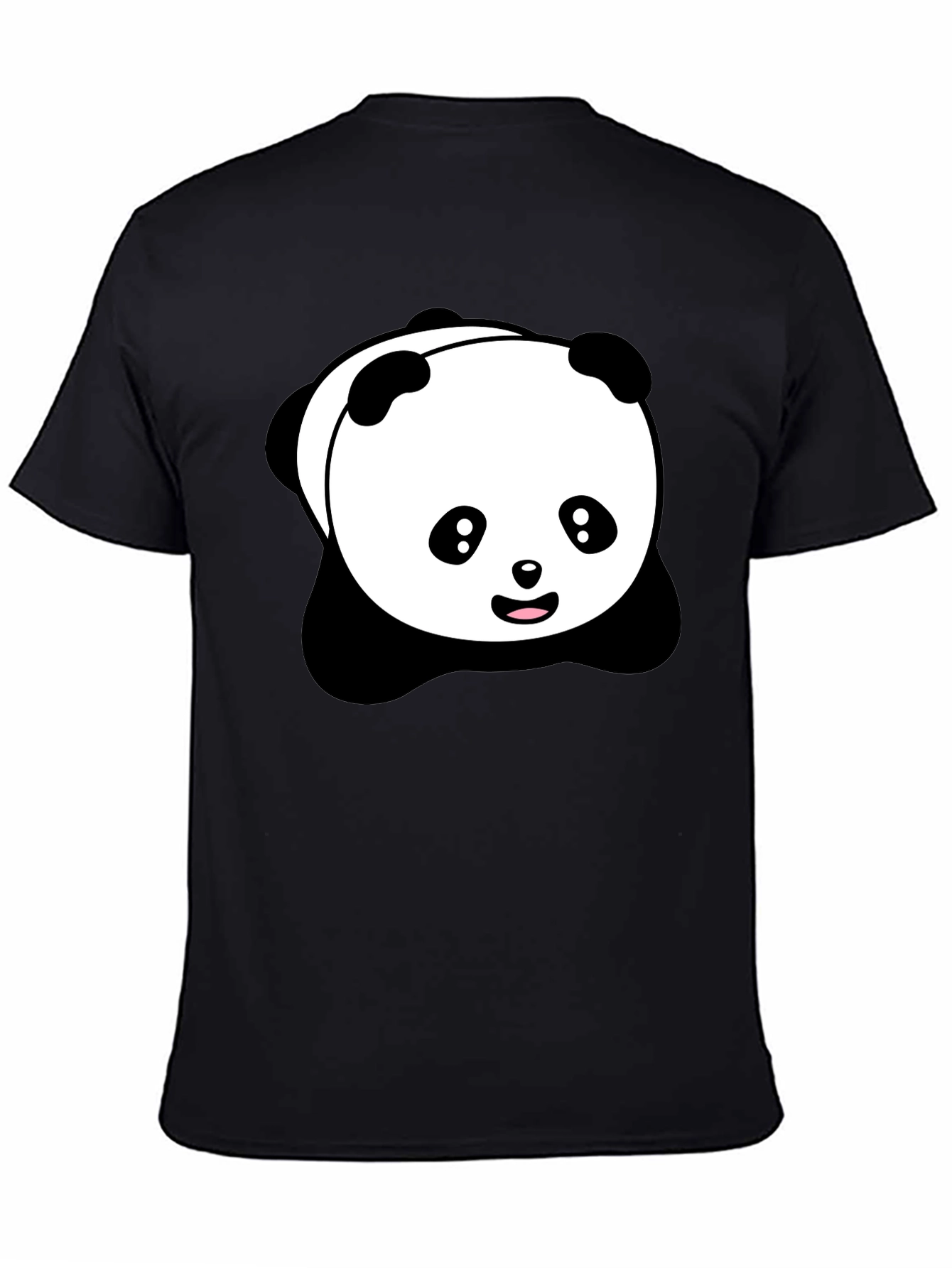 Cute Panda Graphic Black T-Shirt