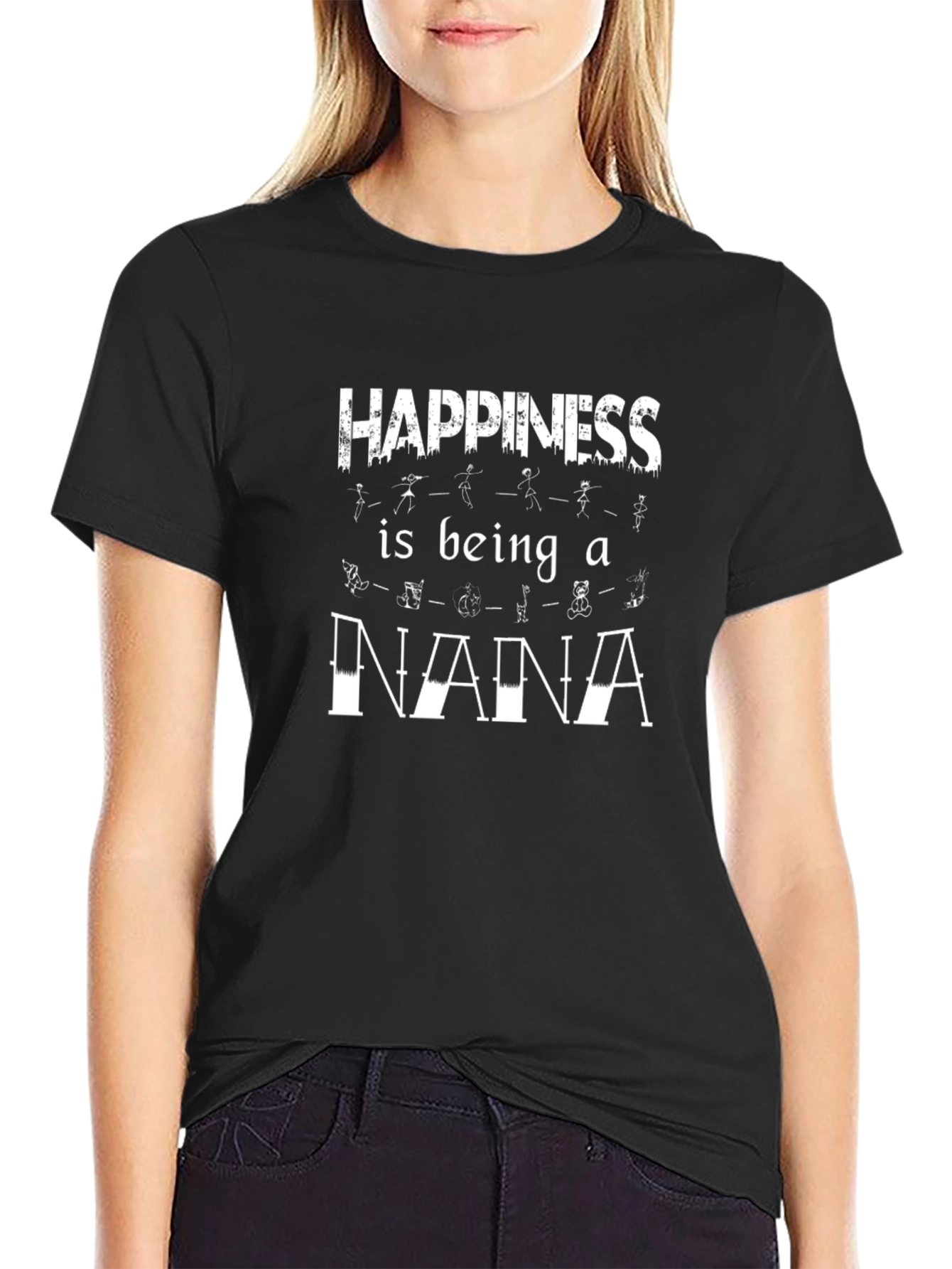Happiness is Being a Nana Black T-Shirt