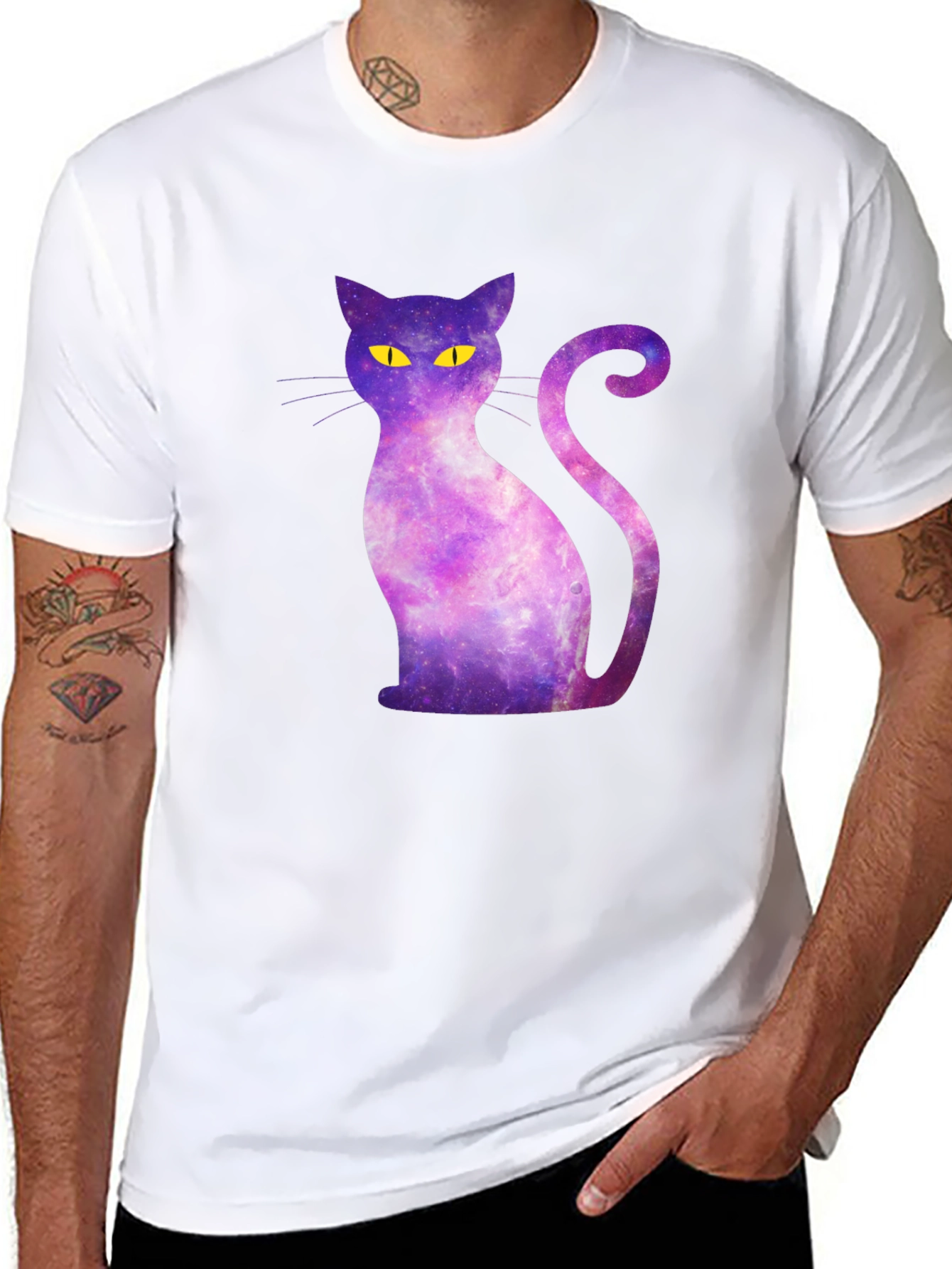 Galaxy Cat Graphic Tee - Mens Black T-Shirt