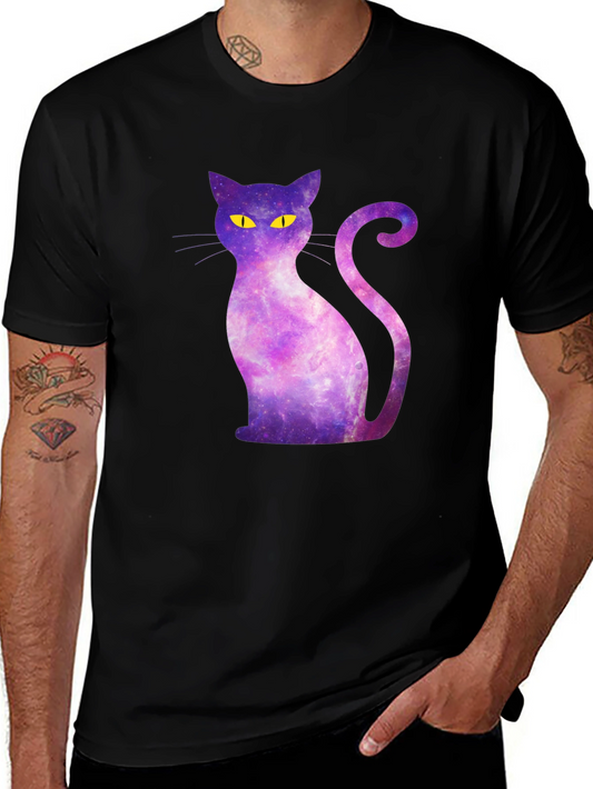 Galaxy Cat Graphic Tee - Mens Black T-Shirt