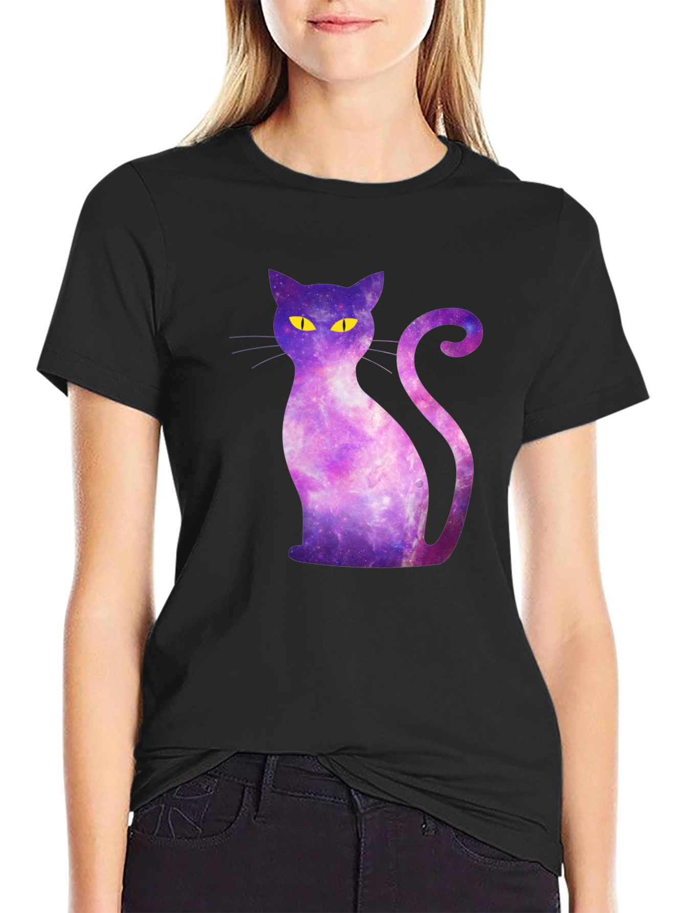 Galaxy Cat Graphic Tee - Mens Black T-Shirt