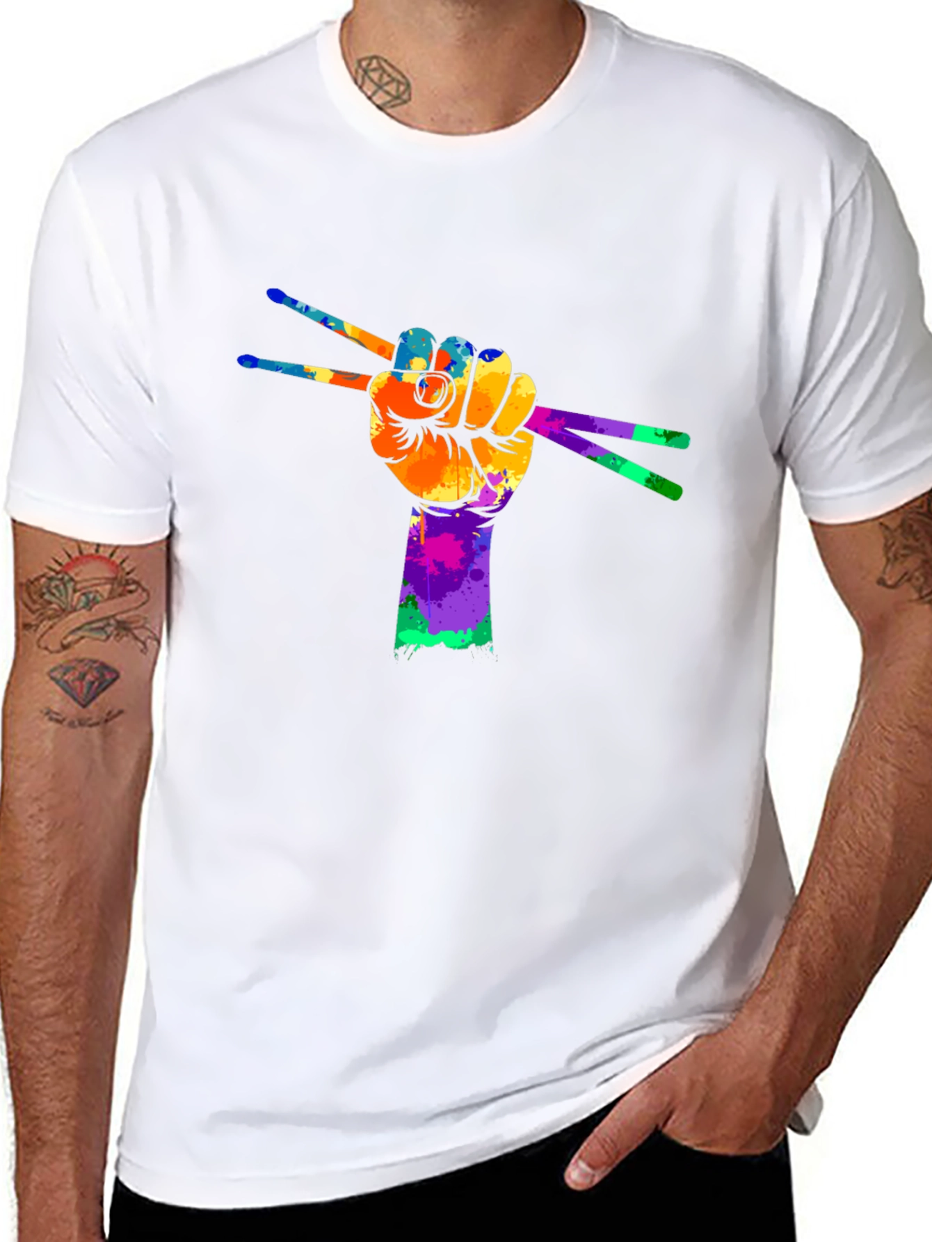 Colorful Drummer Hand T-Shirt