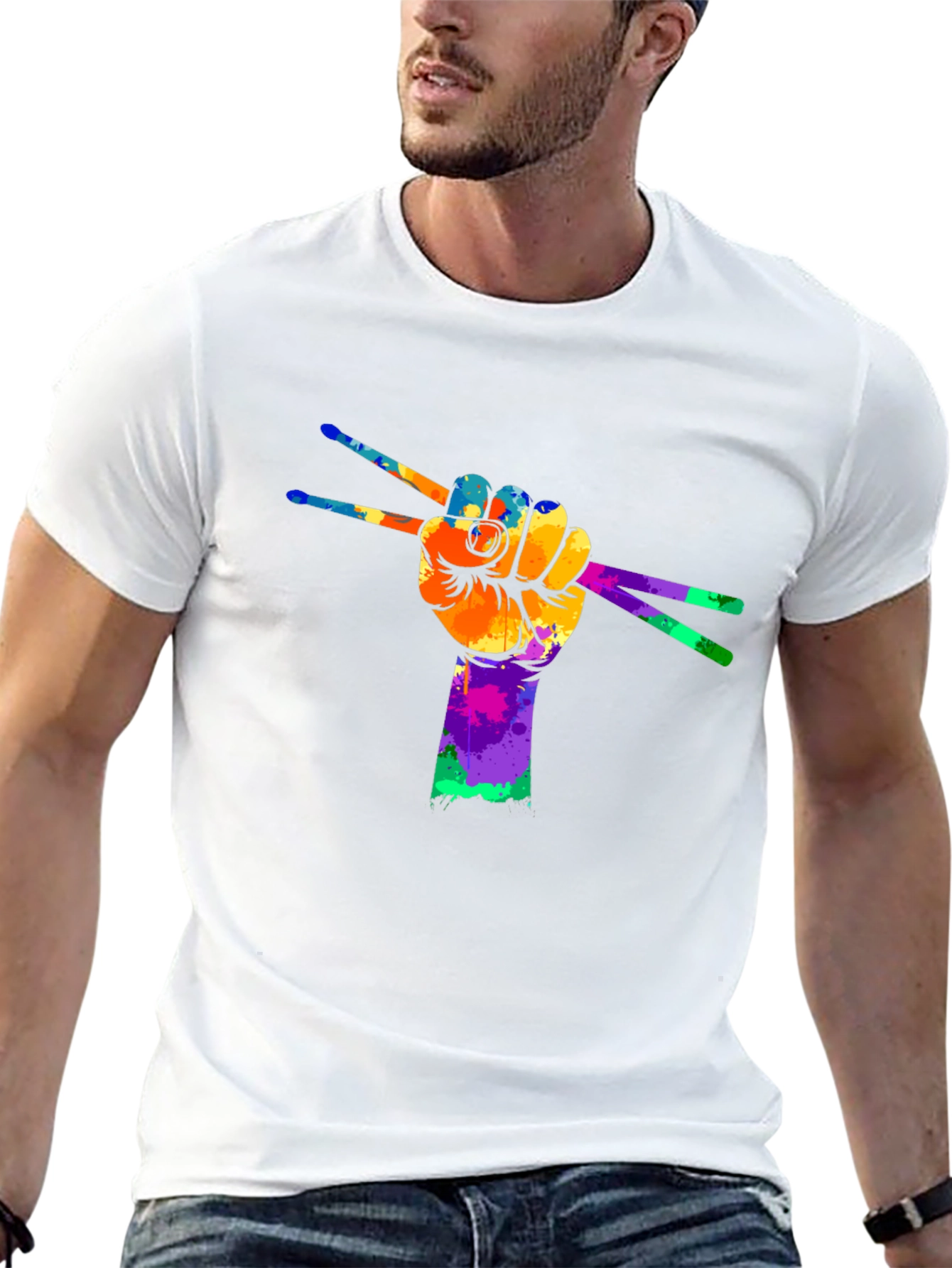 Colorful Drummer Hand T-Shirt
