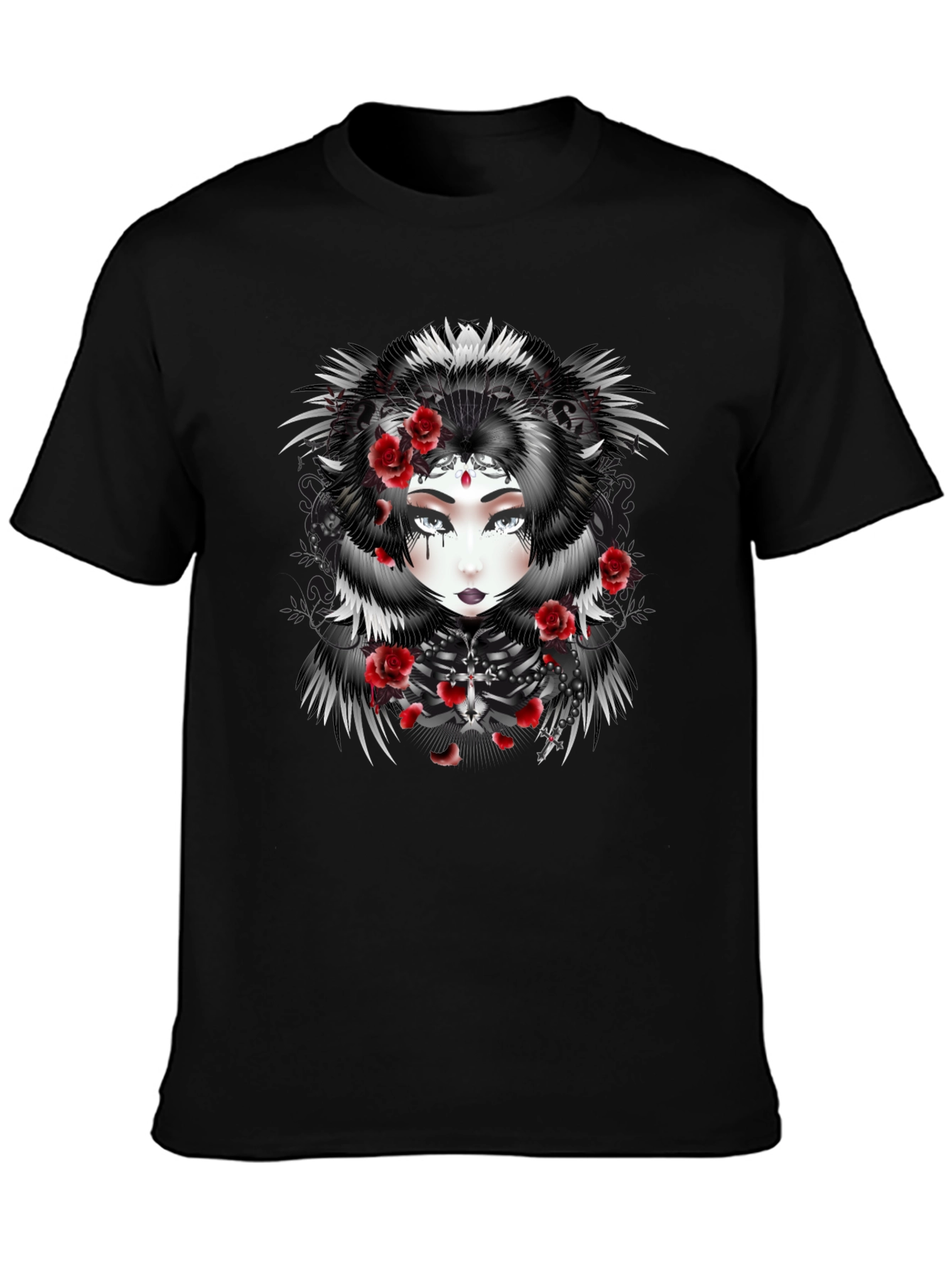 Gothic Rose Queen Graphic Black T-Shirt