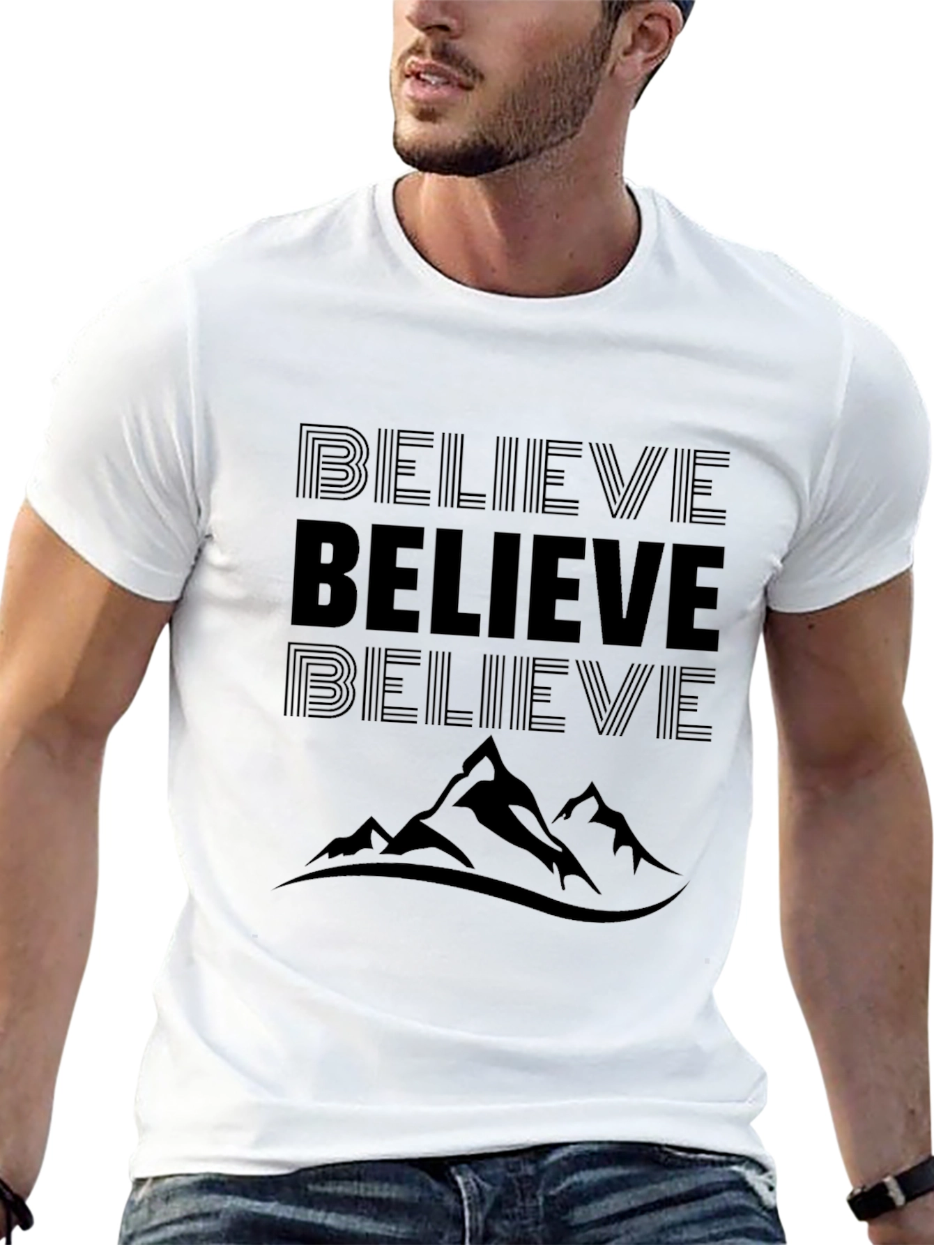 Believe Mountain Black T-Shirt