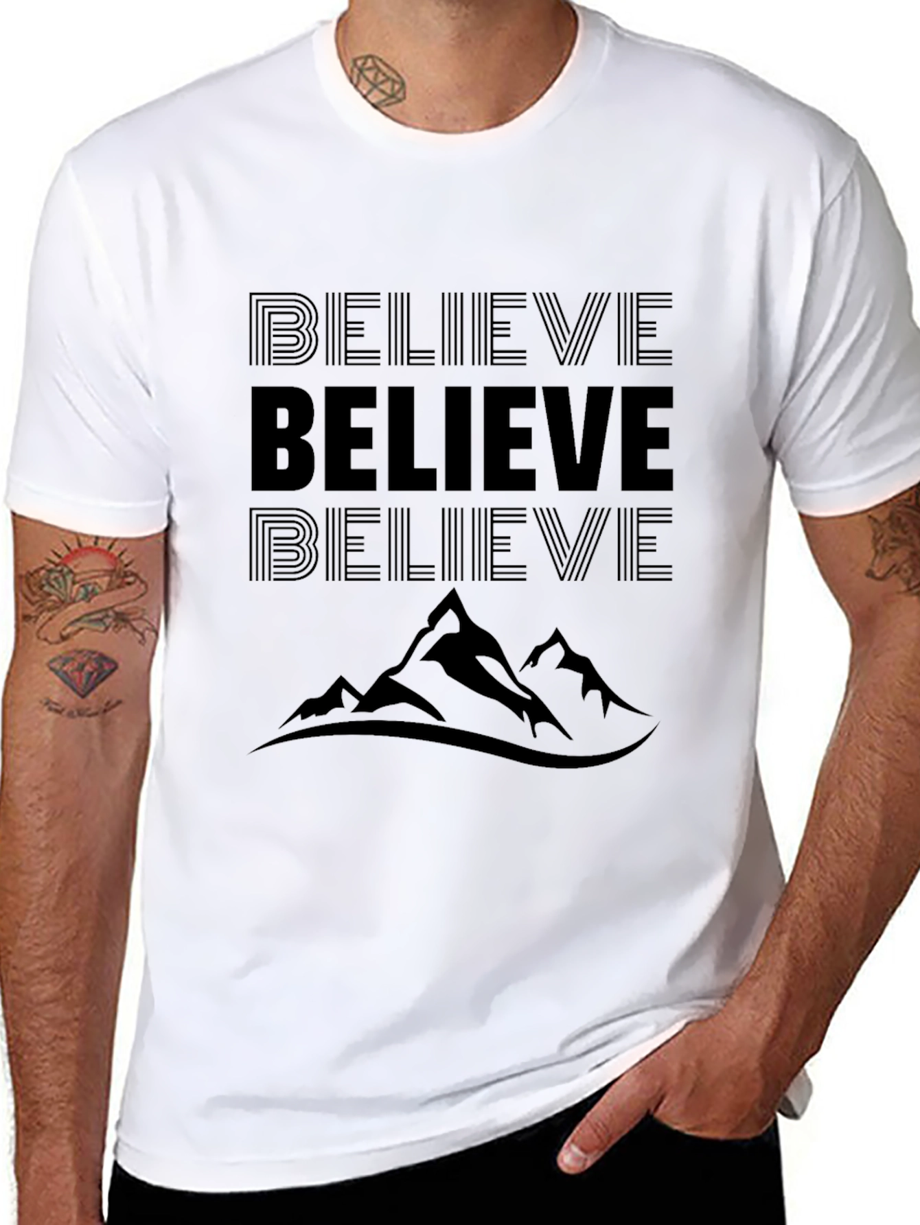 Believe Mountain Black T-Shirt
