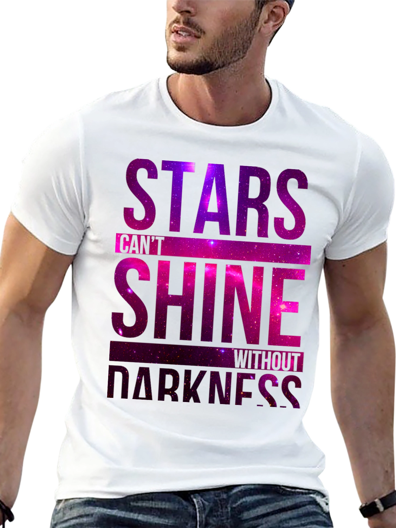 Stars Shine T-Shirt: Galaxy Print Motivational Tee