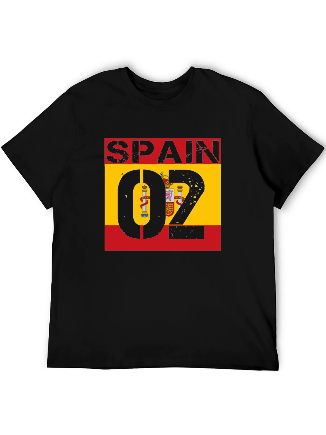Spain Flag Graphic T-Shirt - Black