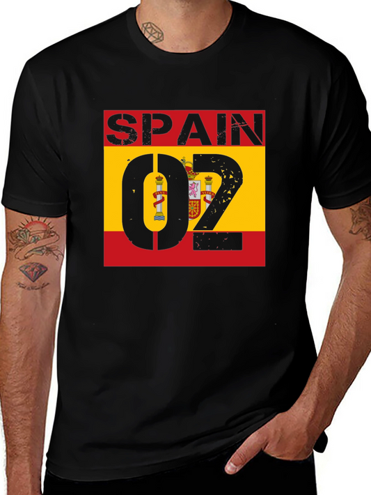 Spain Flag Graphic T-Shirt - Black