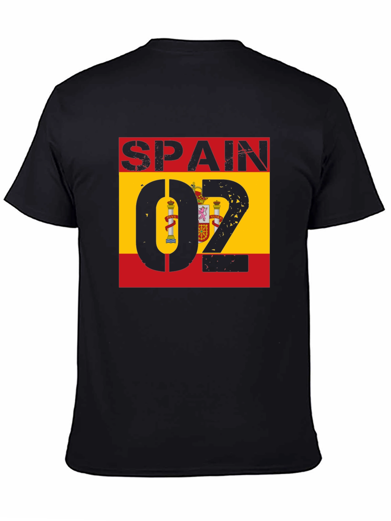Spain Flag Graphic T-Shirt - Black
