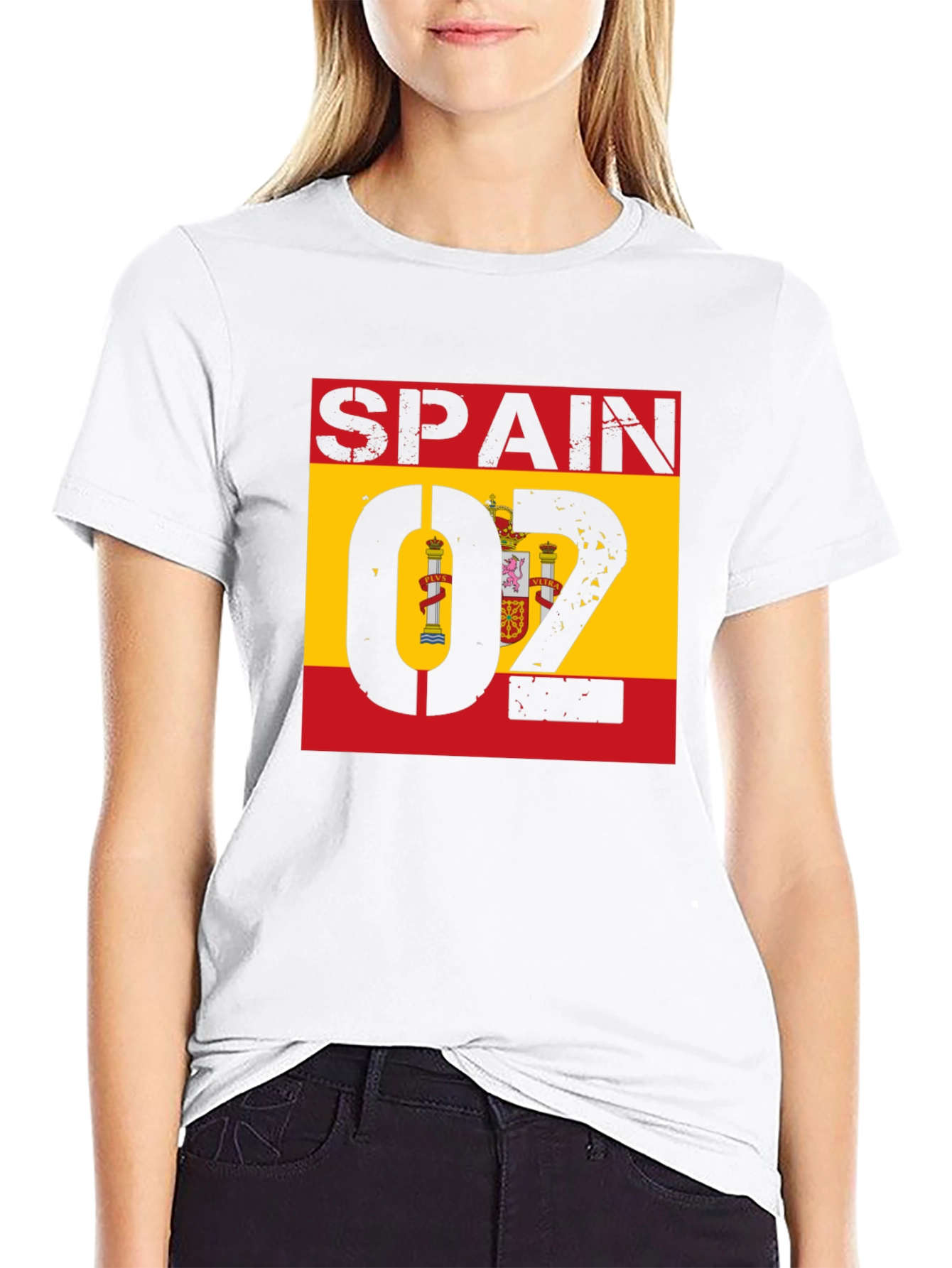 Spain Flag Graphic T-Shirt - Black