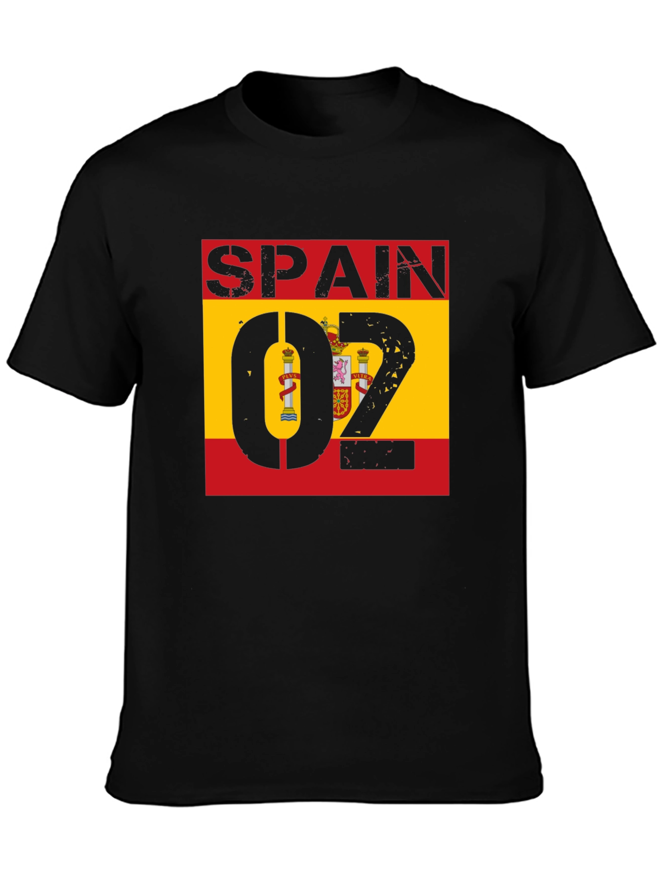 Spain Flag Graphic T-Shirt - Black