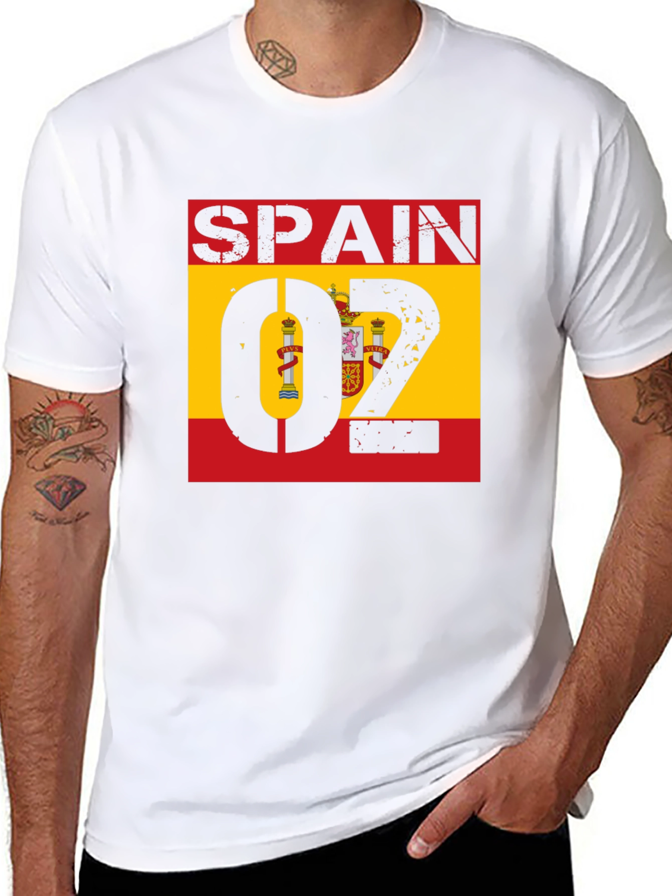 Spain Flag Graphic T-Shirt - Black