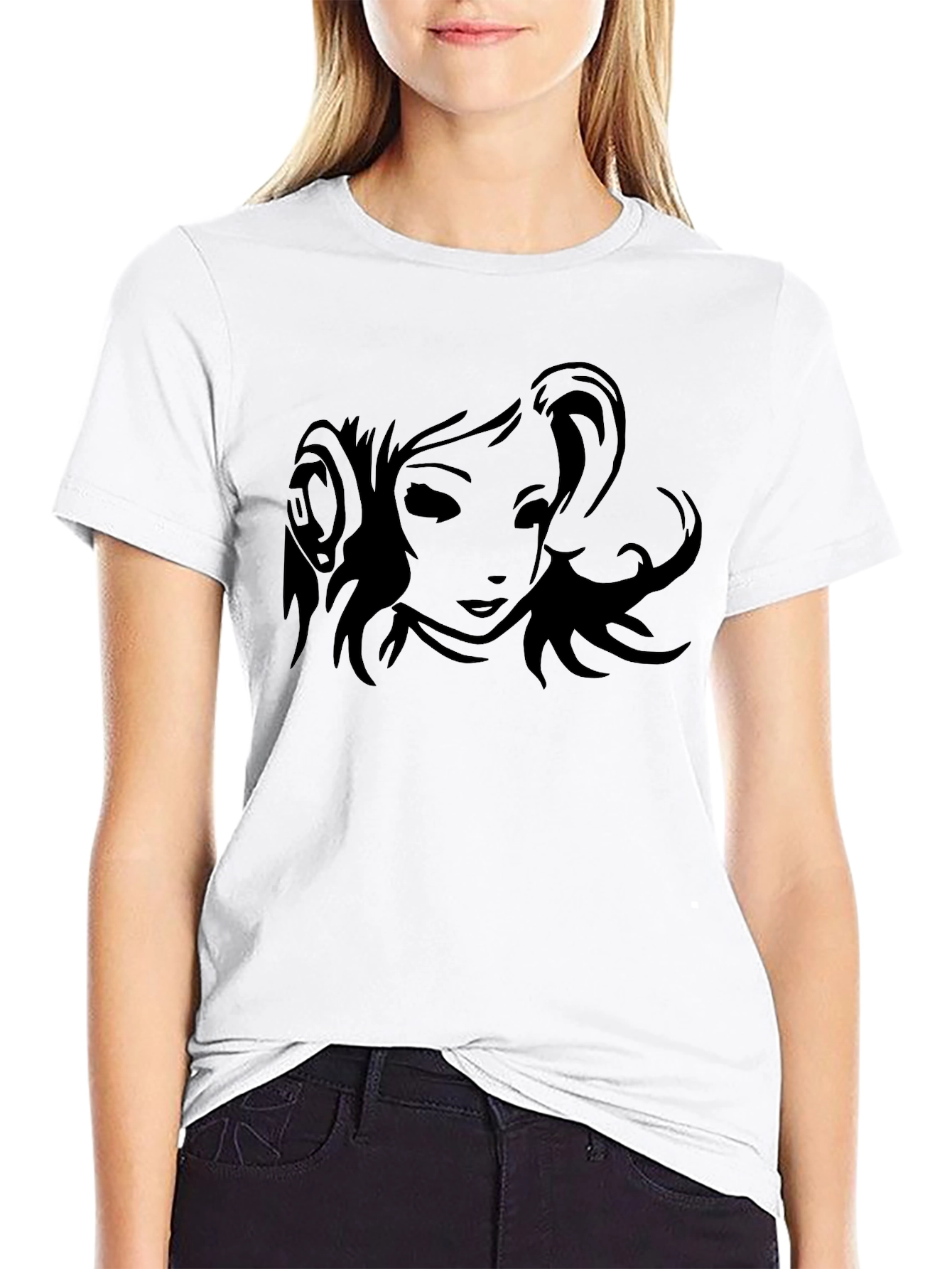Black T-Shirt with Anime Girl Graphic