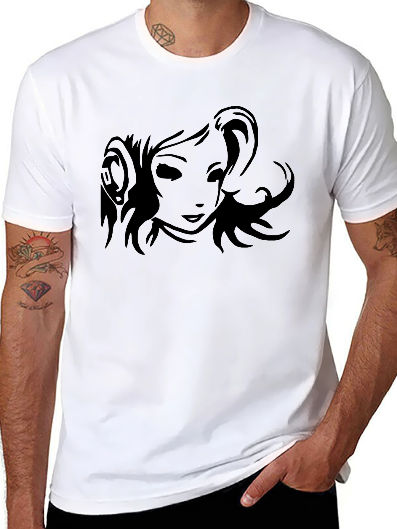 Black T-Shirt with Anime Girl Graphic