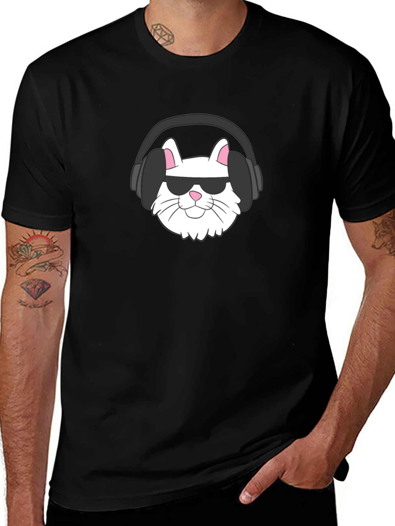 Cool Cat Tee: Sunglasses & Headphones