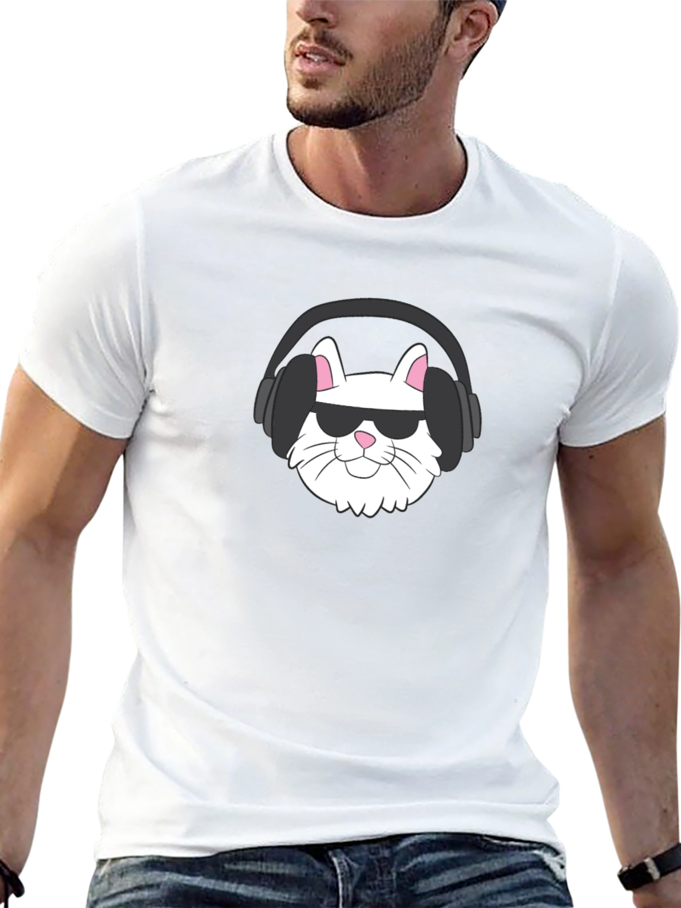 Cool Cat Tee: Sunglasses & Headphones