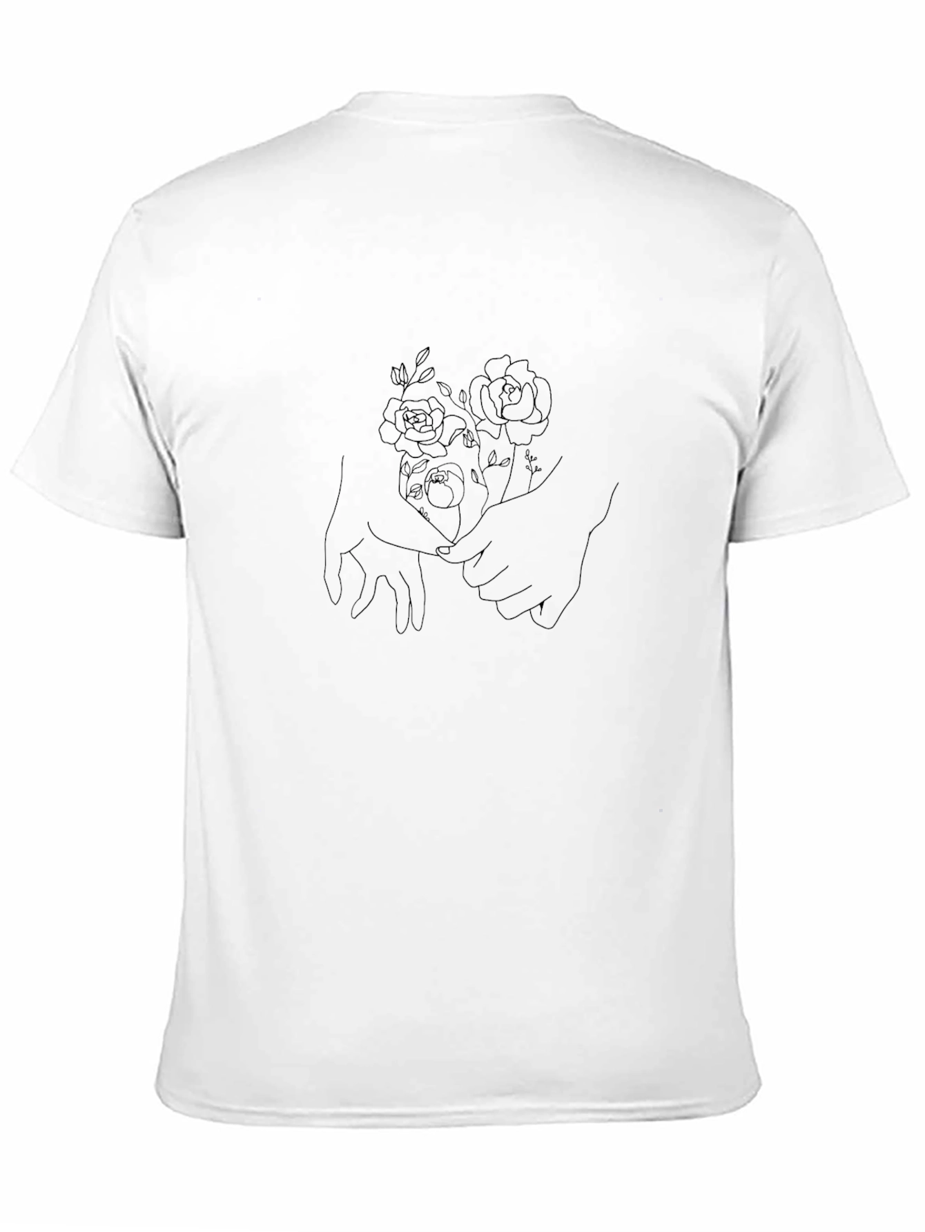 Floral Hand Holding Graphic Tee - Black